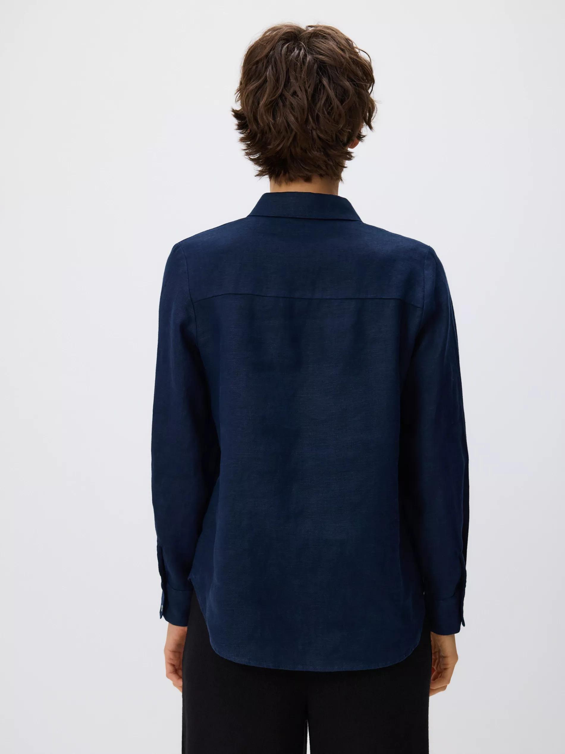 Navy Linen Shirt, , large image number 3