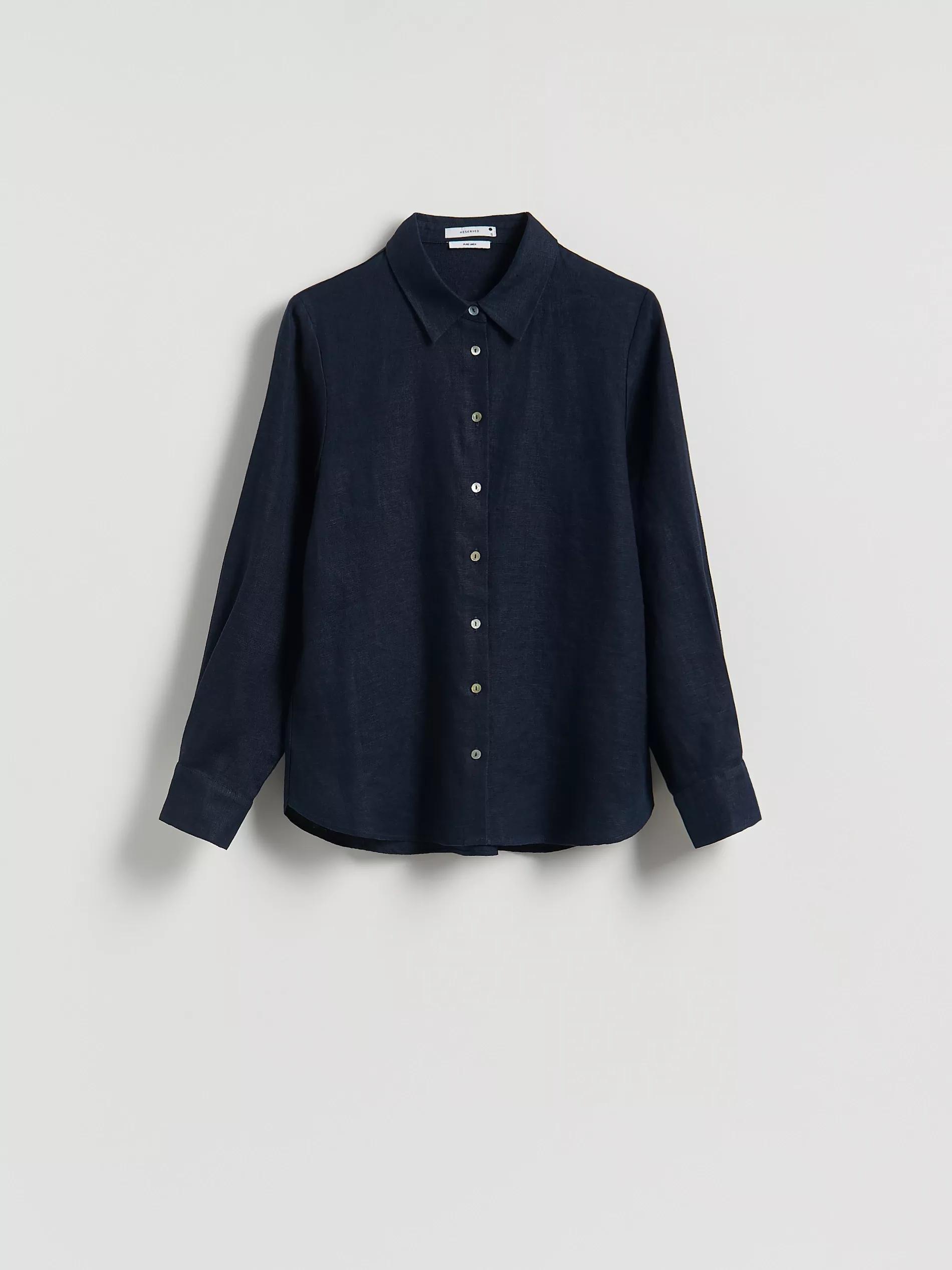 Navy Linen Shirt, , large image number 4