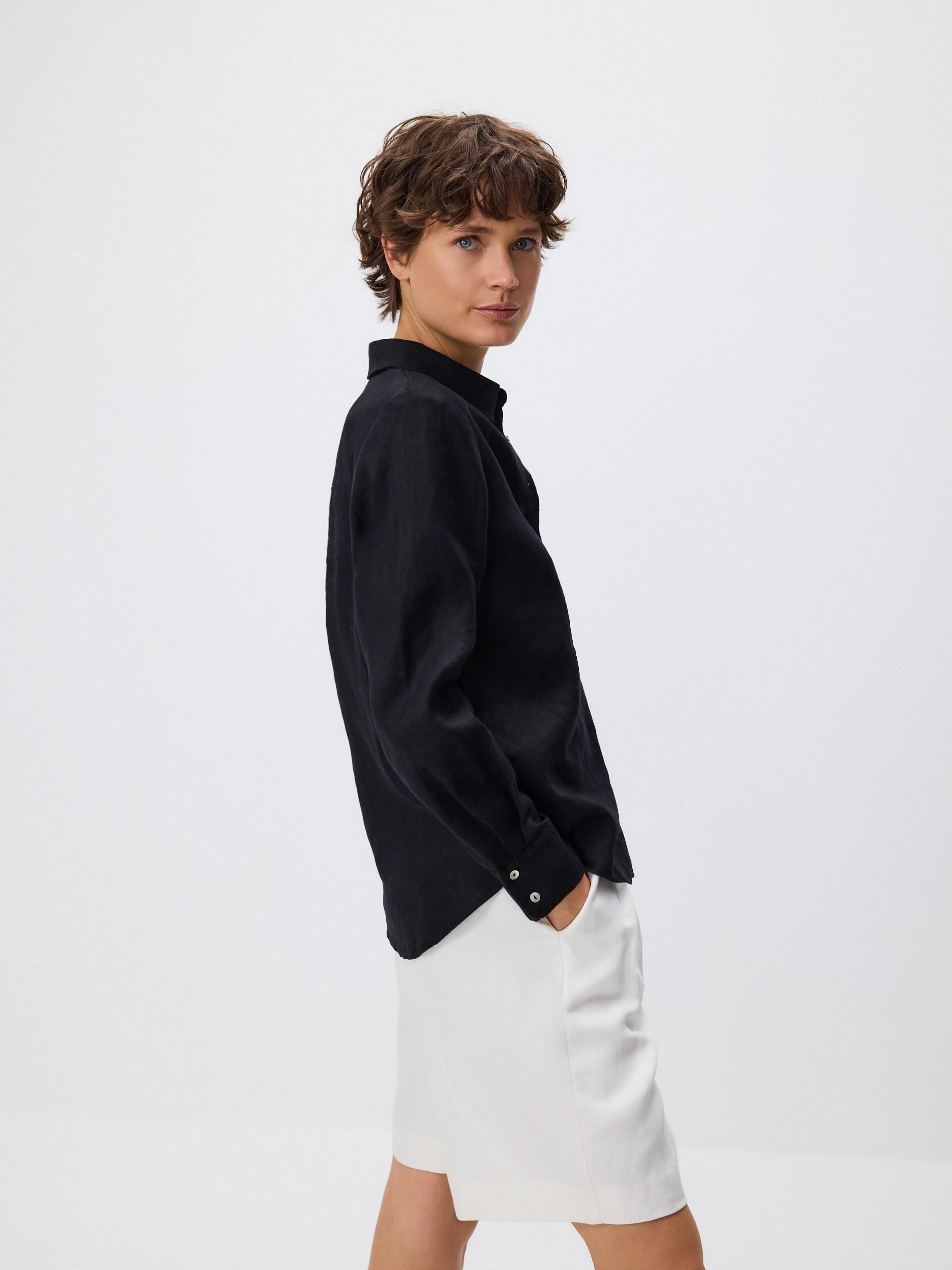 Linen shirt, Black, large image number 0