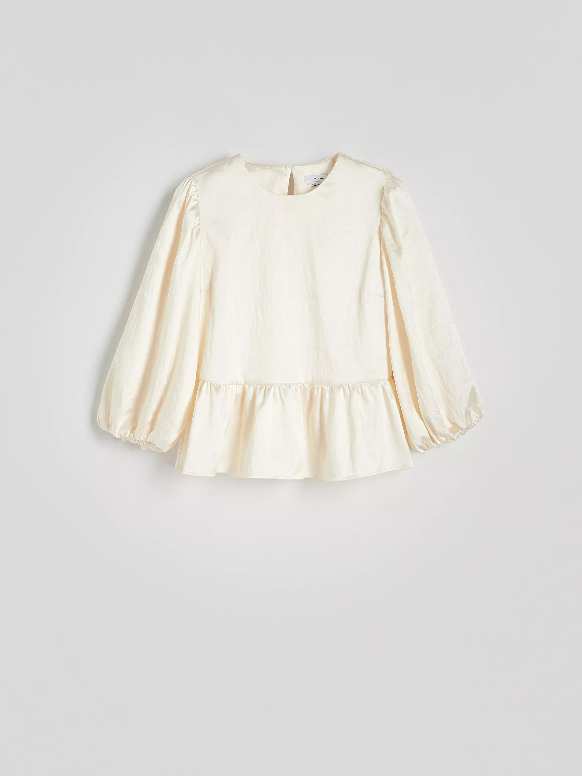 Cream Top With Peplum Hem, , large image number 4