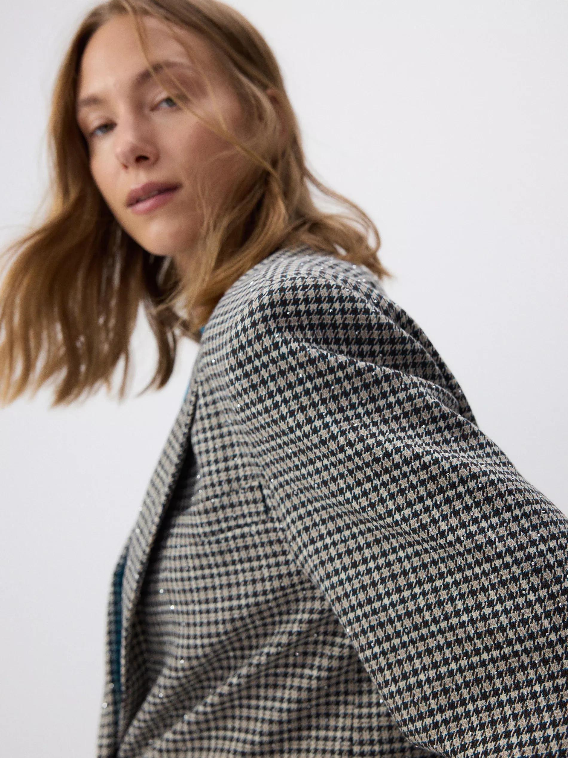 Multicolour Checked Oversized Blazer, , large image number 1
