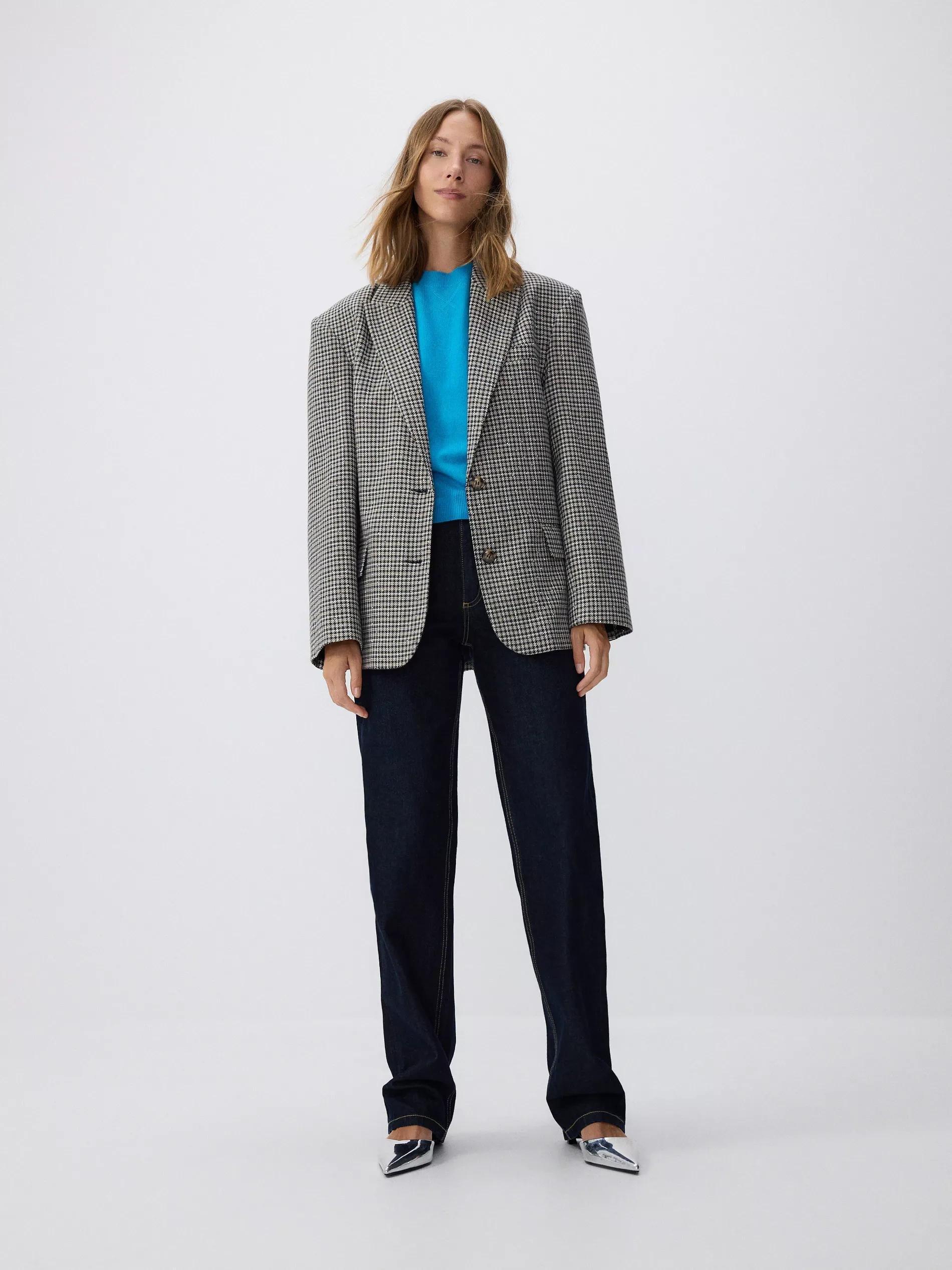 Multicolour Checked Oversized Blazer, , large image number 2