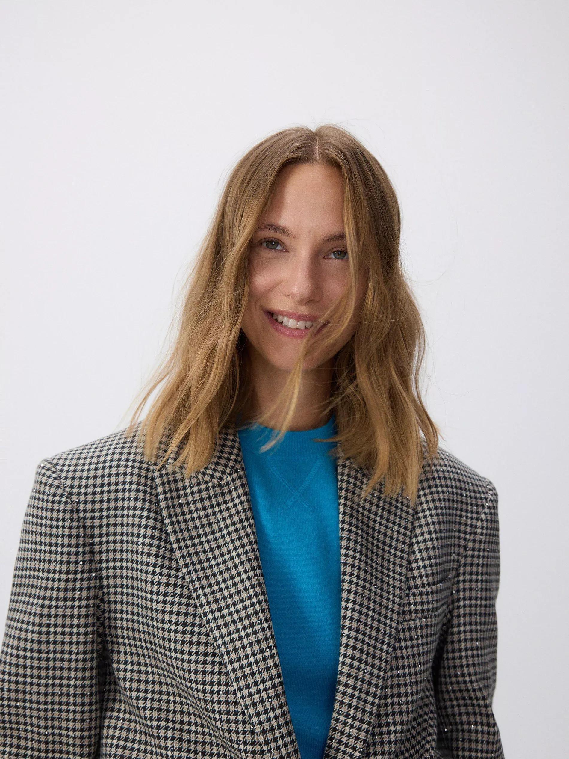 Multicolour Checked Oversized Blazer, , large image number 4