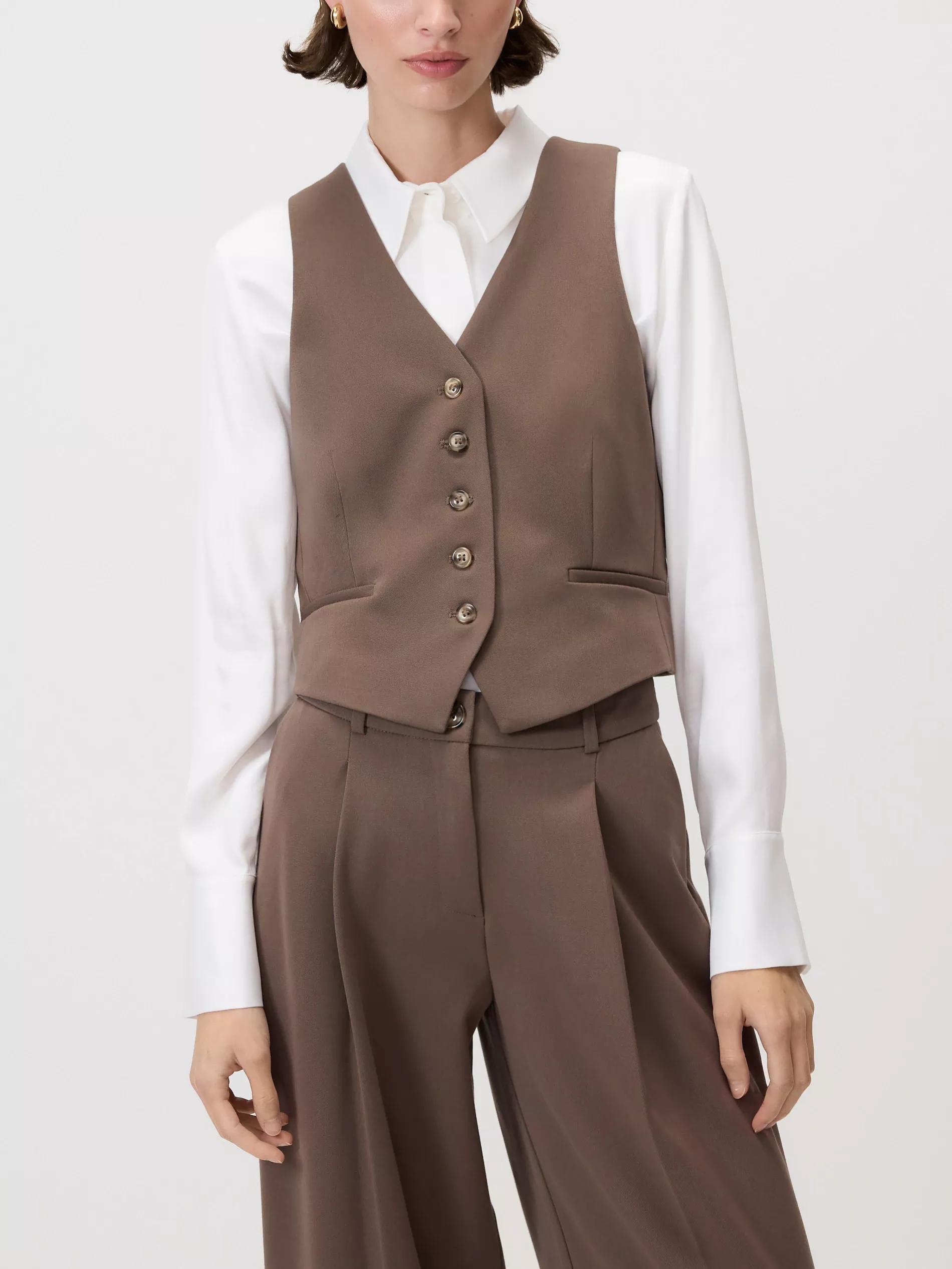 TAUPE Viscose rich suit vest, Grey, large image number 0