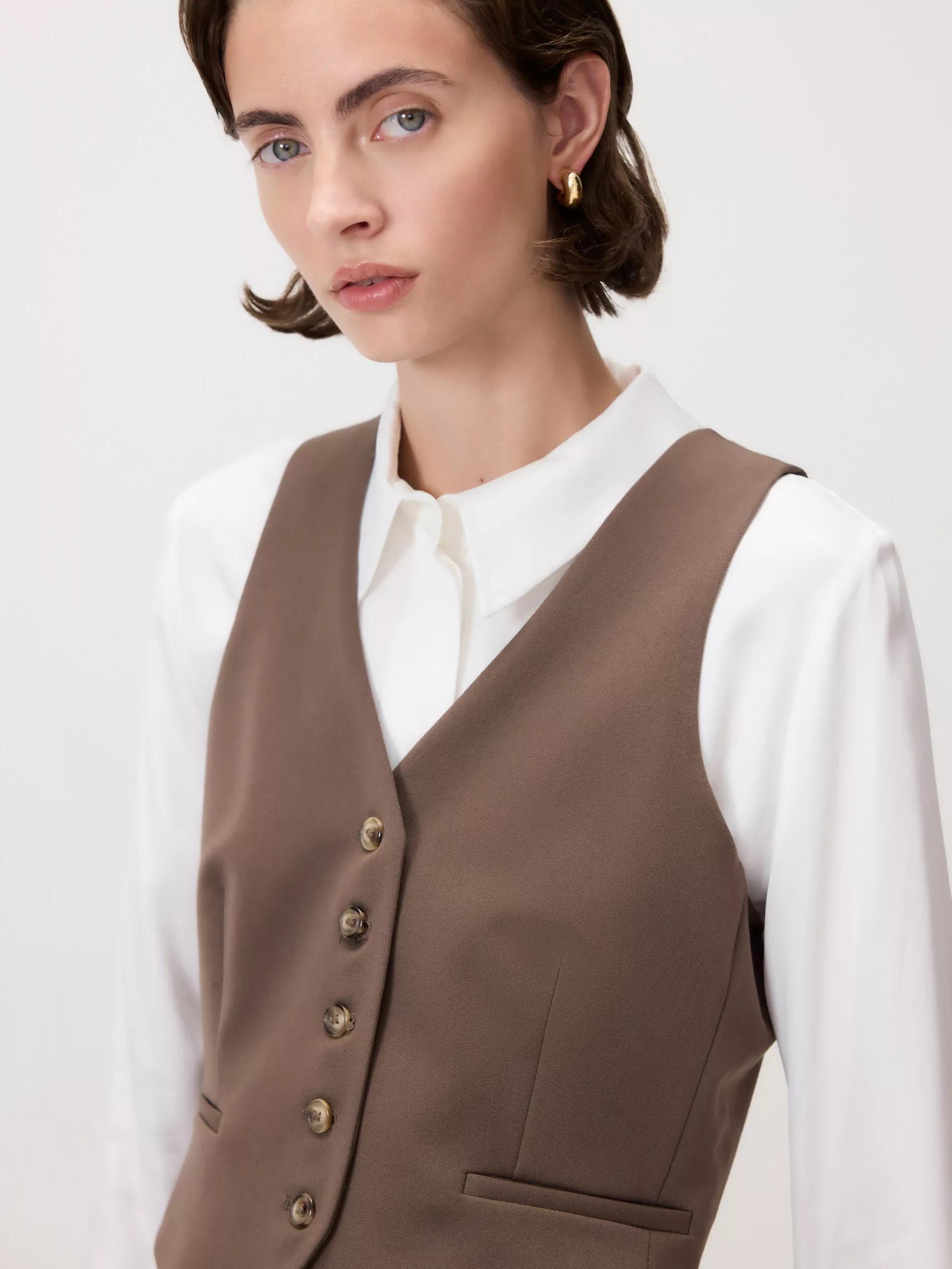 TAUPE Viscose rich suit vest, Grey, large image number 1