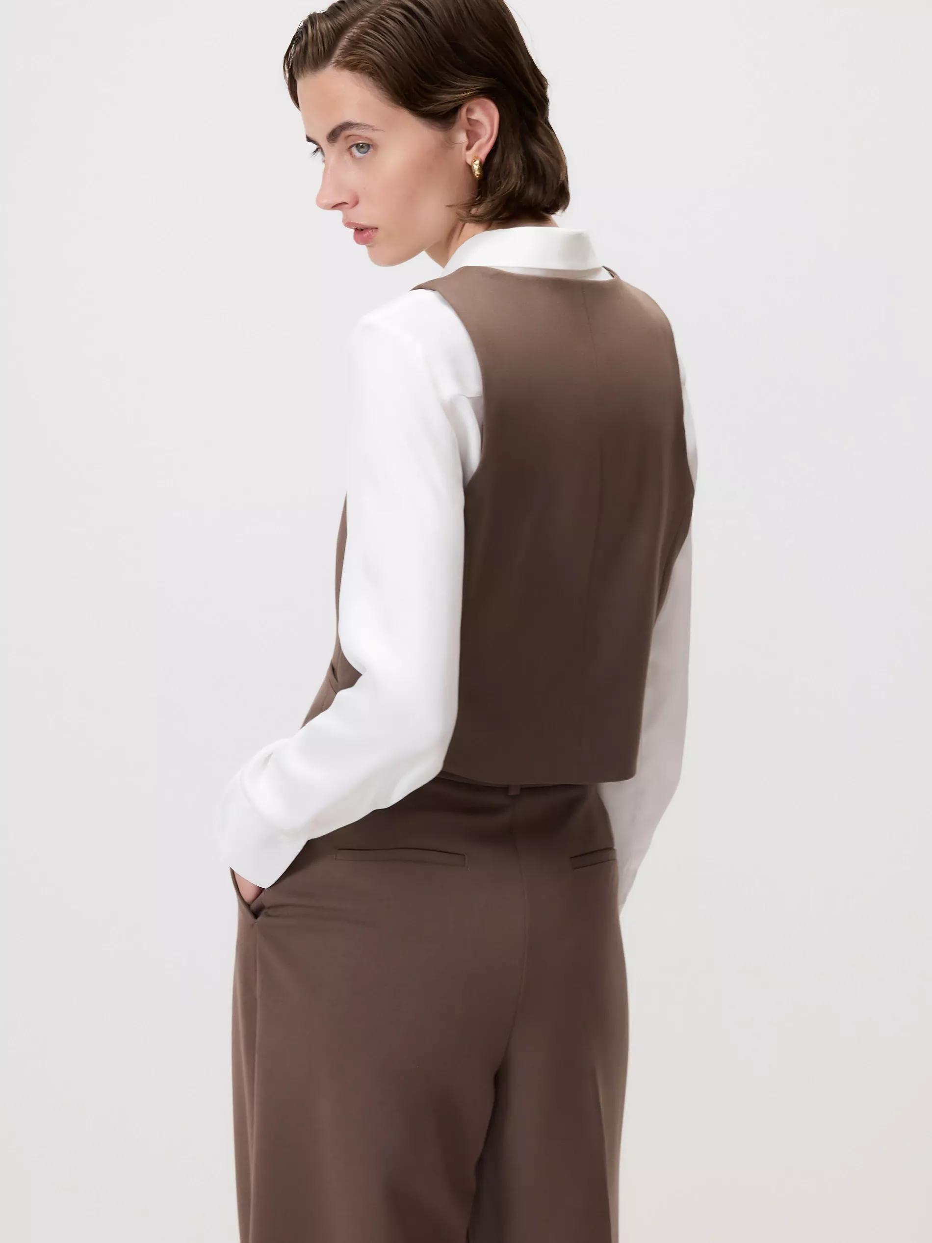 TAUPE Viscose rich suit vest, Grey, large image number 3