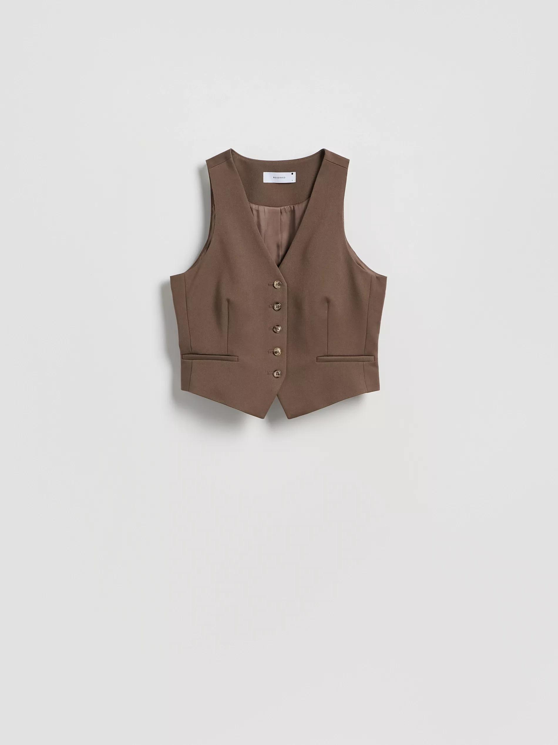 TAUPE Viscose rich suit vest, Grey, large image number 4