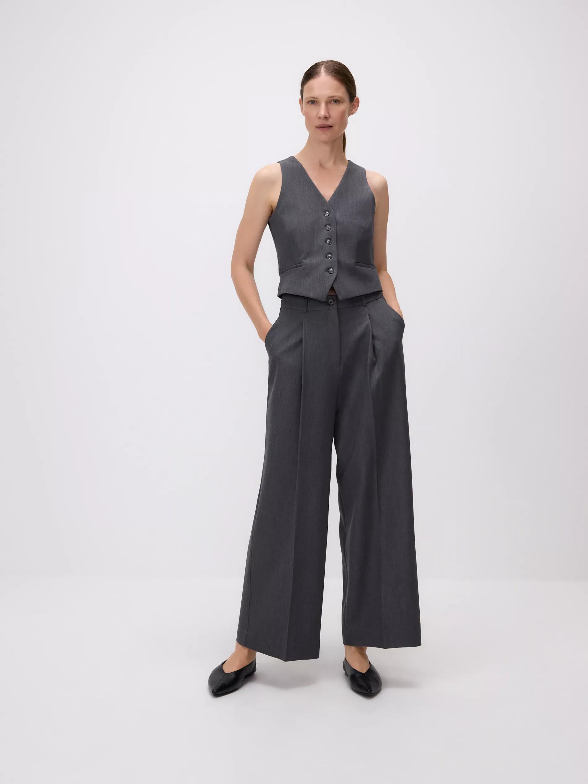 Grey Viscose Rich Suit Vest, , large image number 0