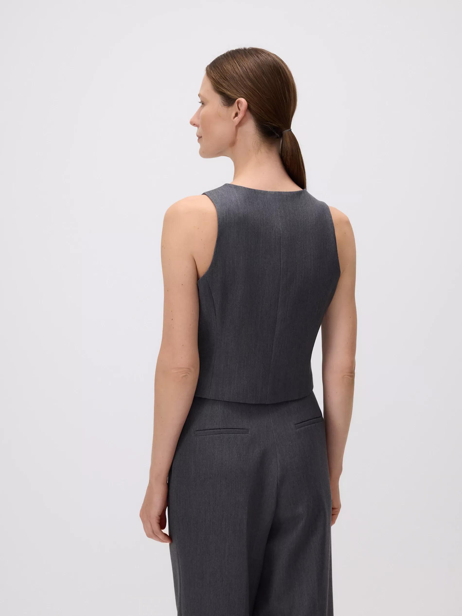 Grey Viscose Rich Suit Vest, , large image number 1