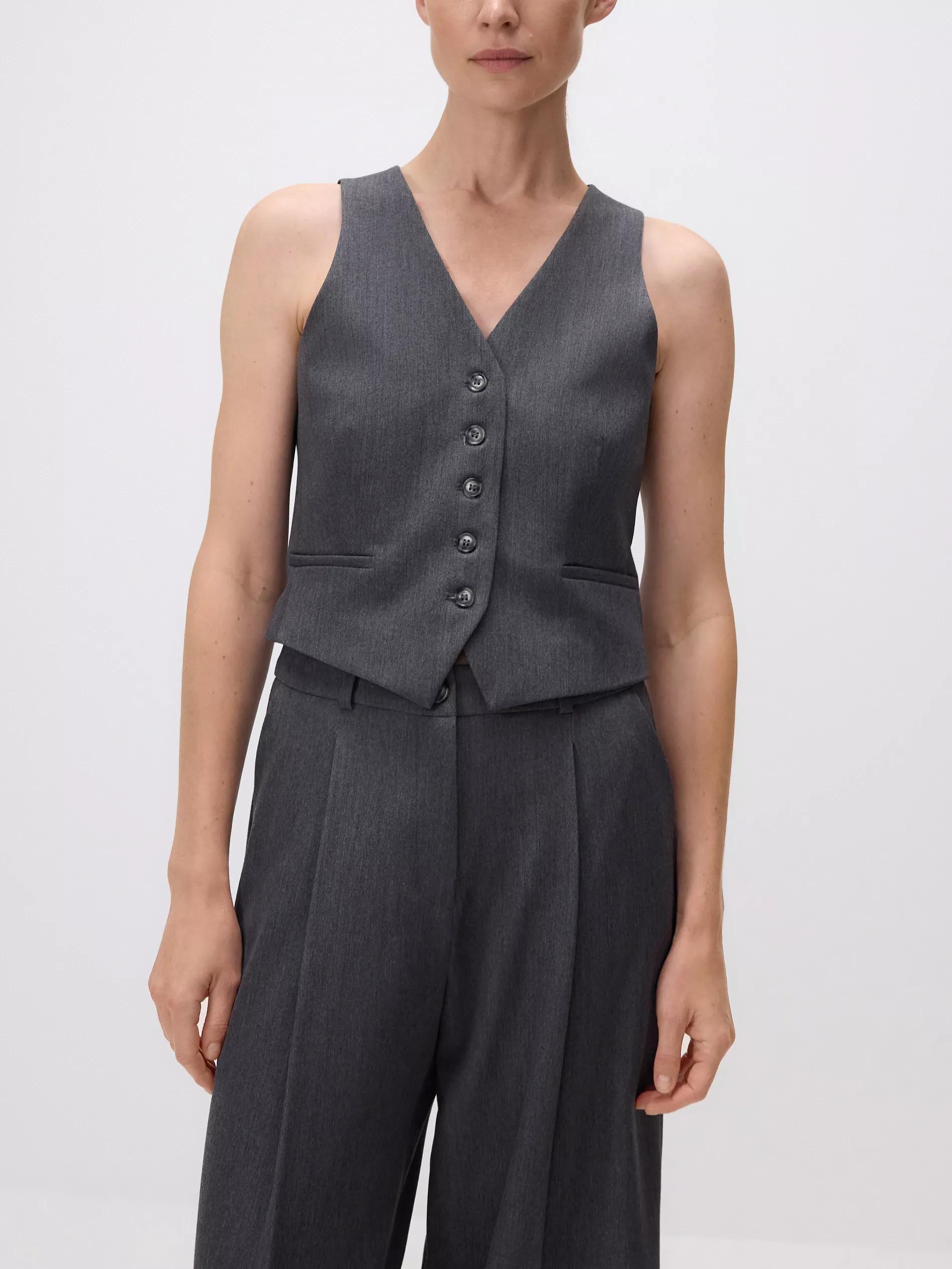 MID GREY Viscose rich suit vest, Grey, medium