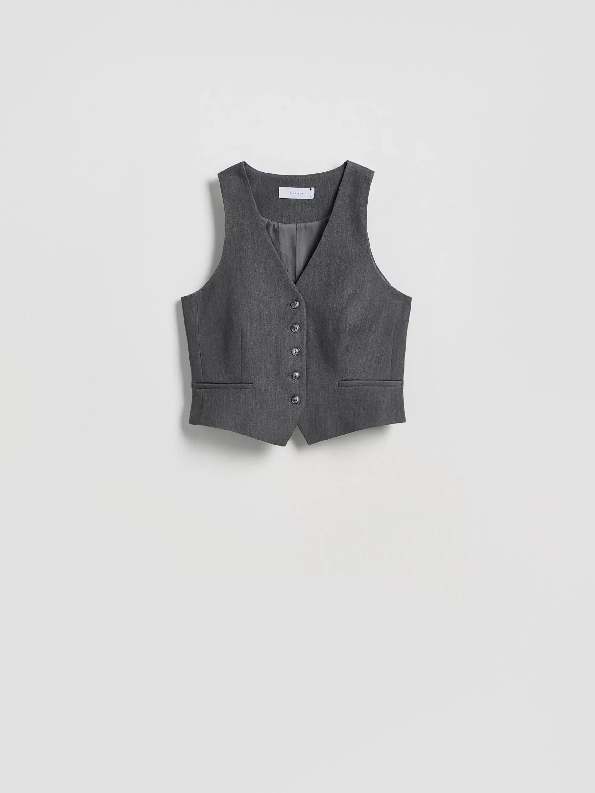 Grey Viscose Rich Suit Vest, , large image number 5