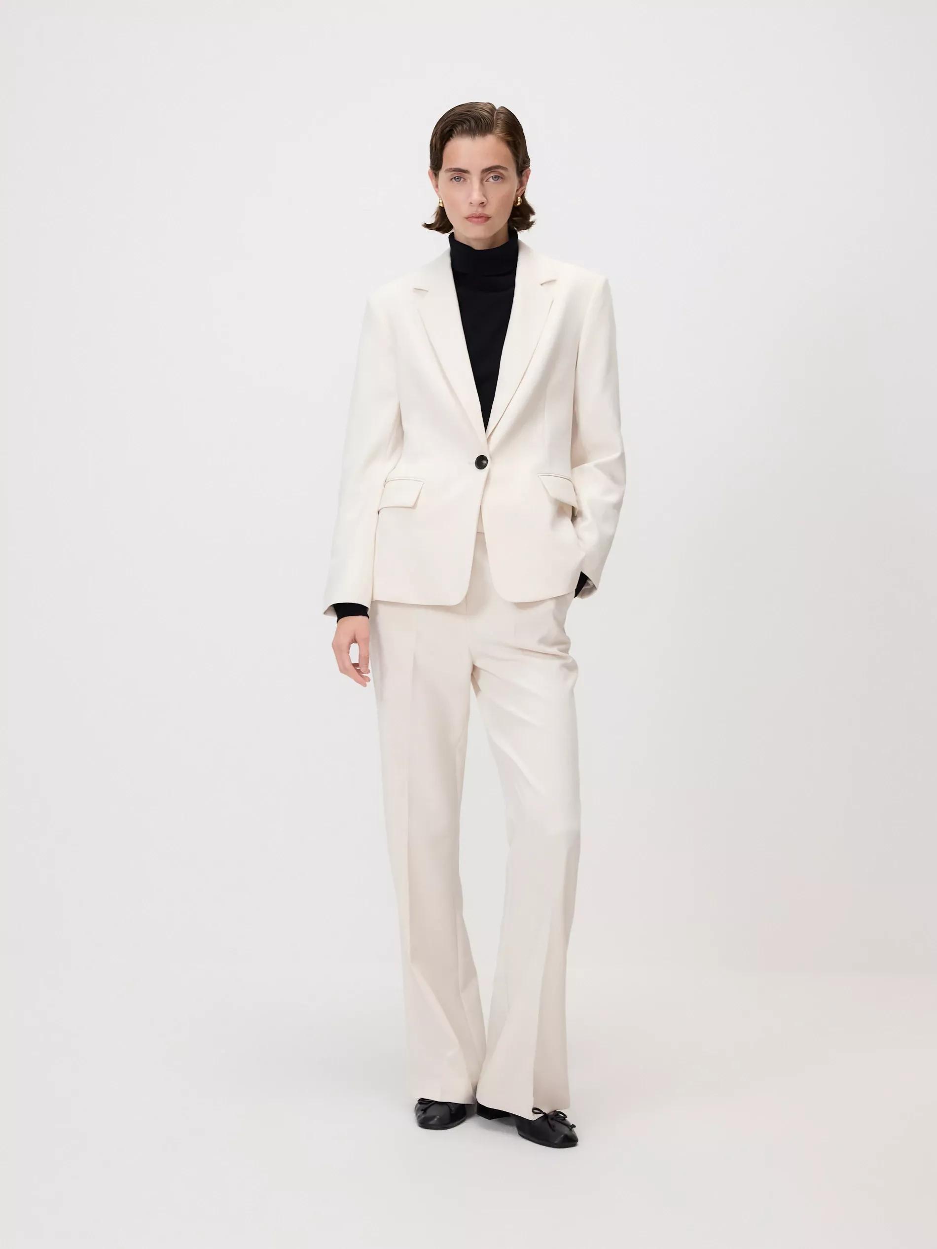 Cream Single-Breasted Blazer, , large image number 1