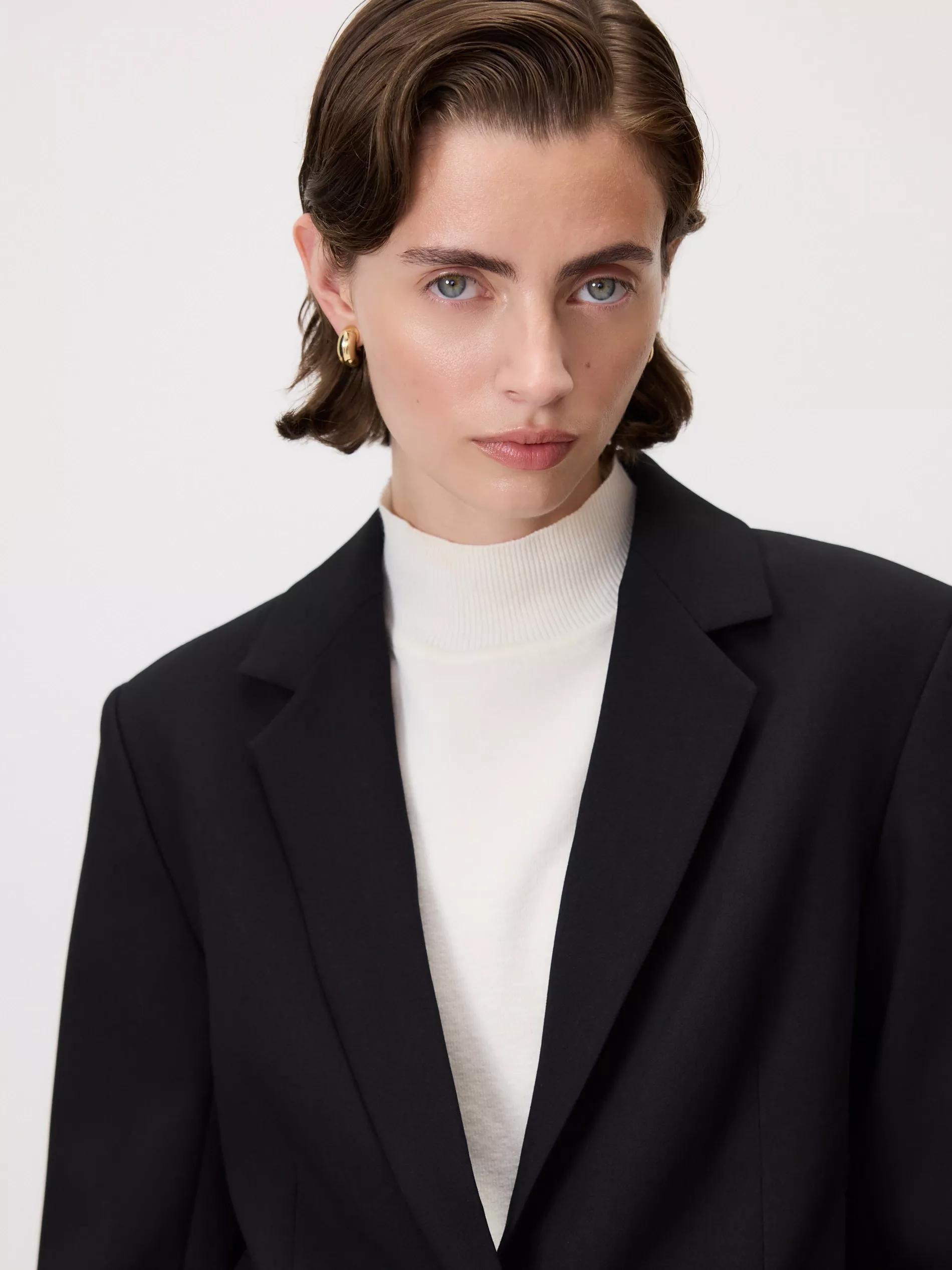 Black Single-Breasted Blazer, Black, large image number 2