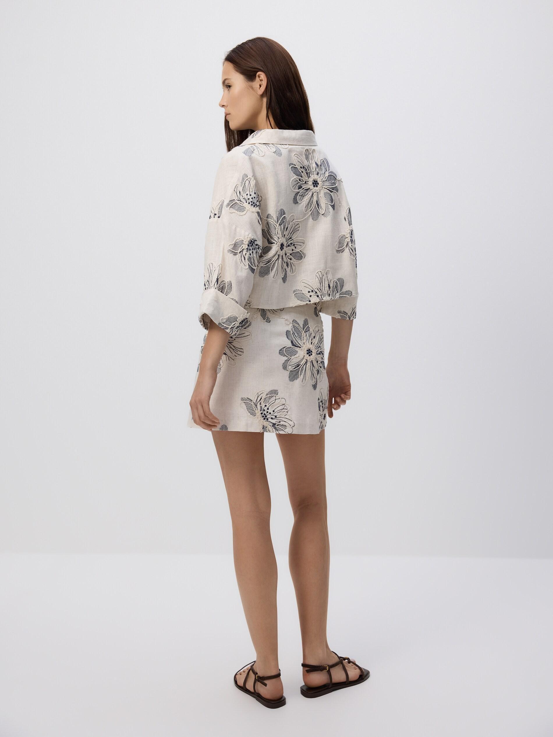 Multicolour Skort With Added Linen, Multicolor, large image number 3