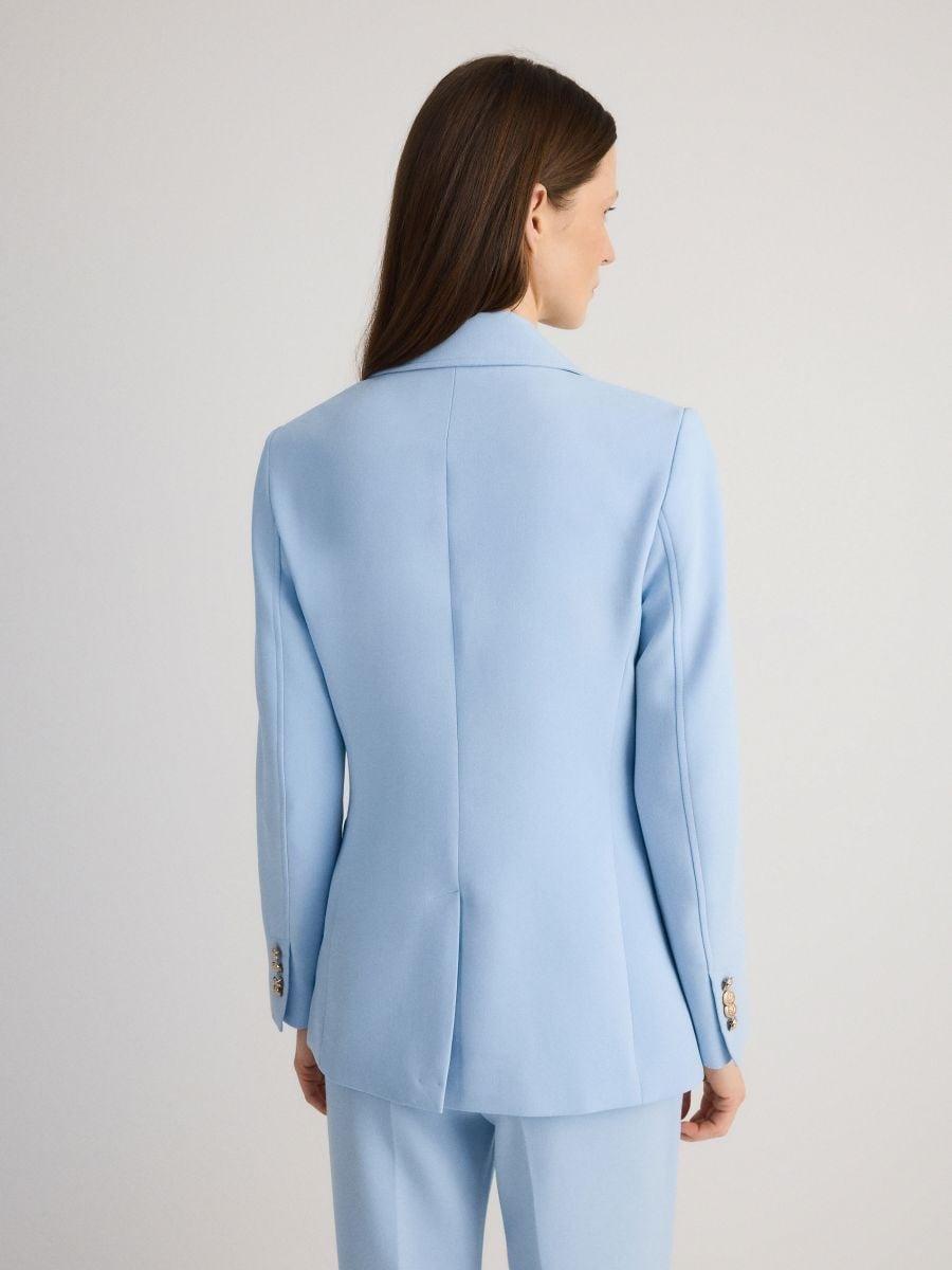 Blue Double-Breasted Viscose Blend Blazer, , large image number 1