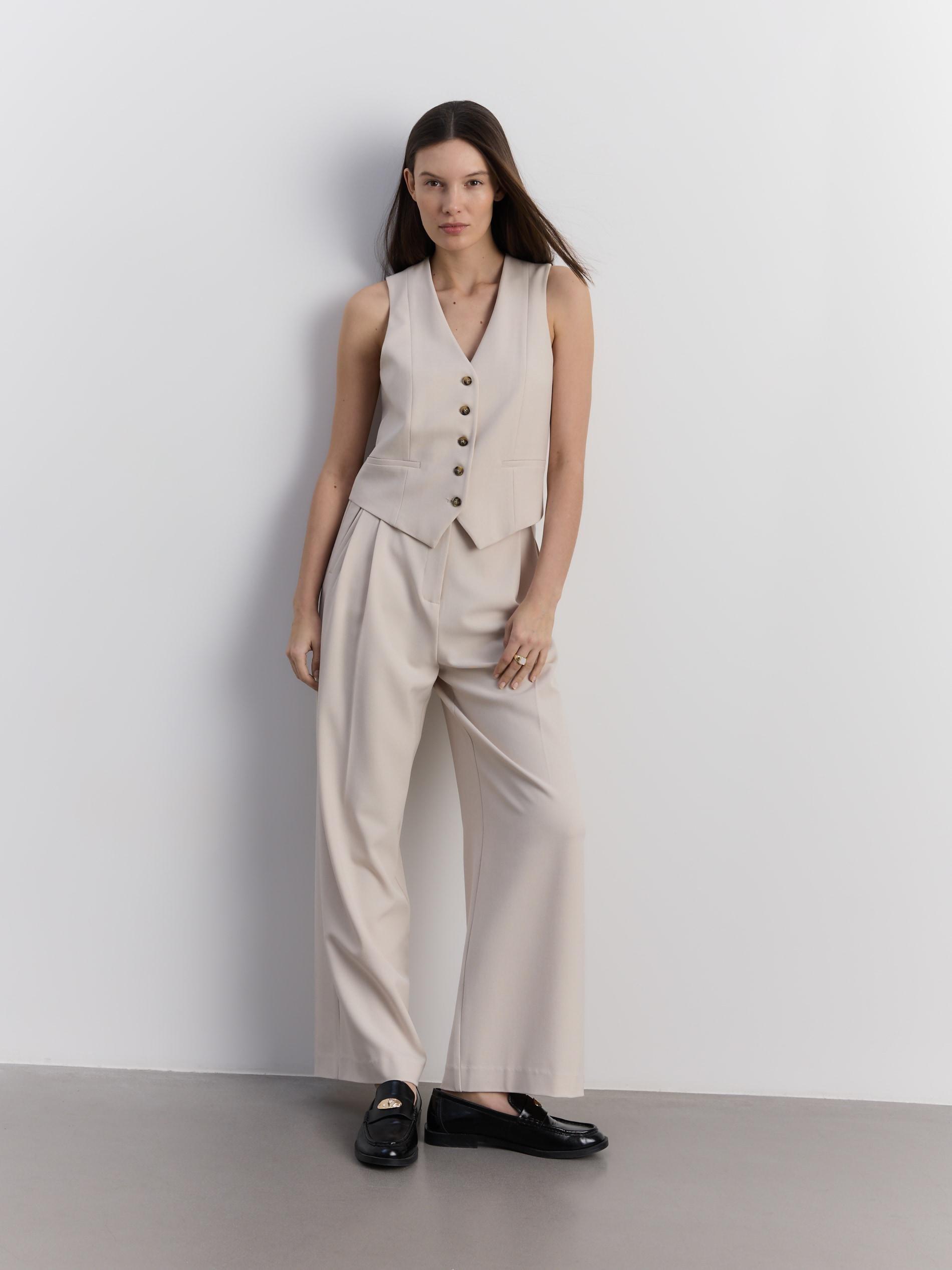 Beige Viscose Blend Vest, Beige, medium