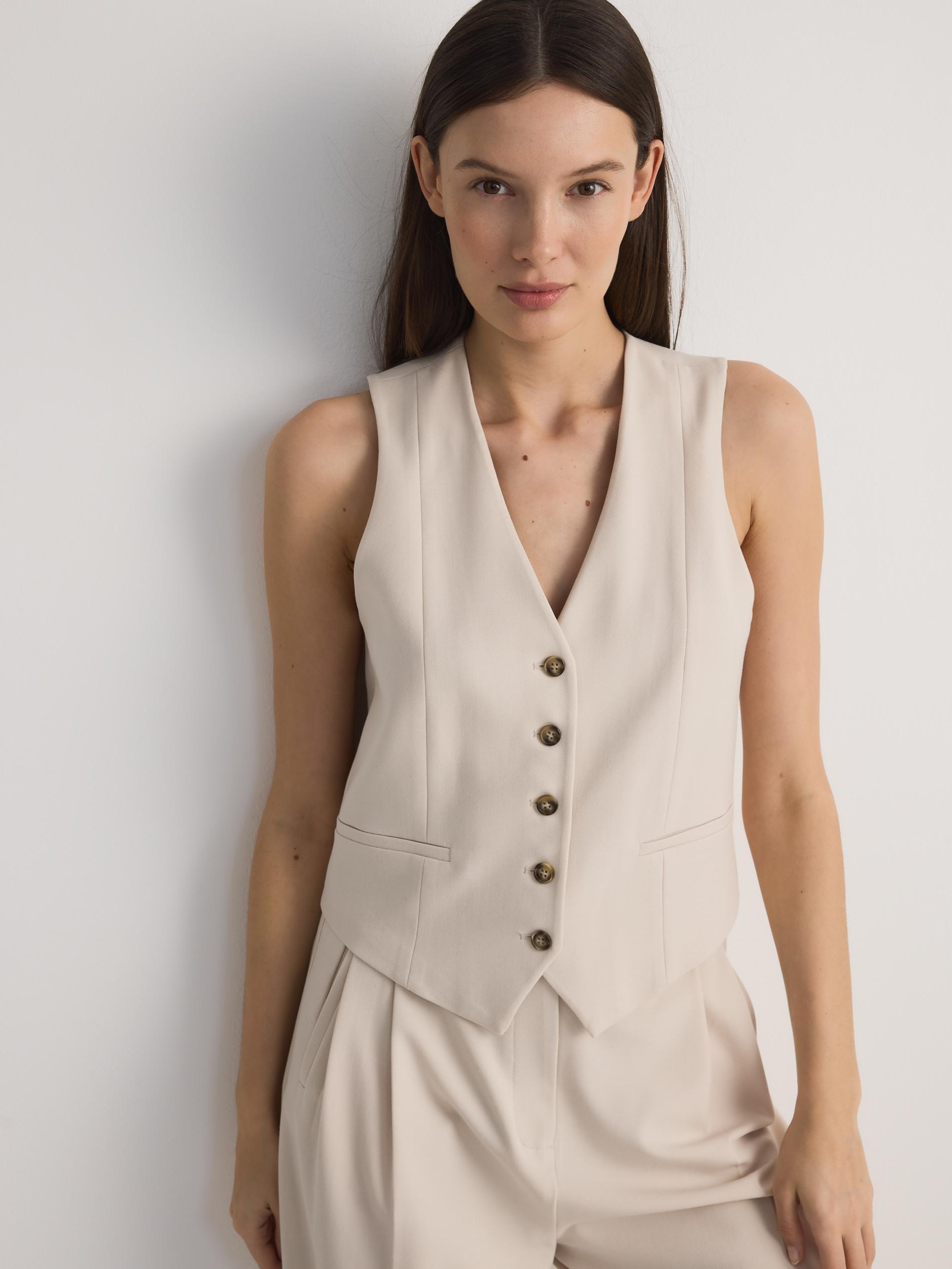 Beige Viscose Blend Vest, Beige, large image number 2