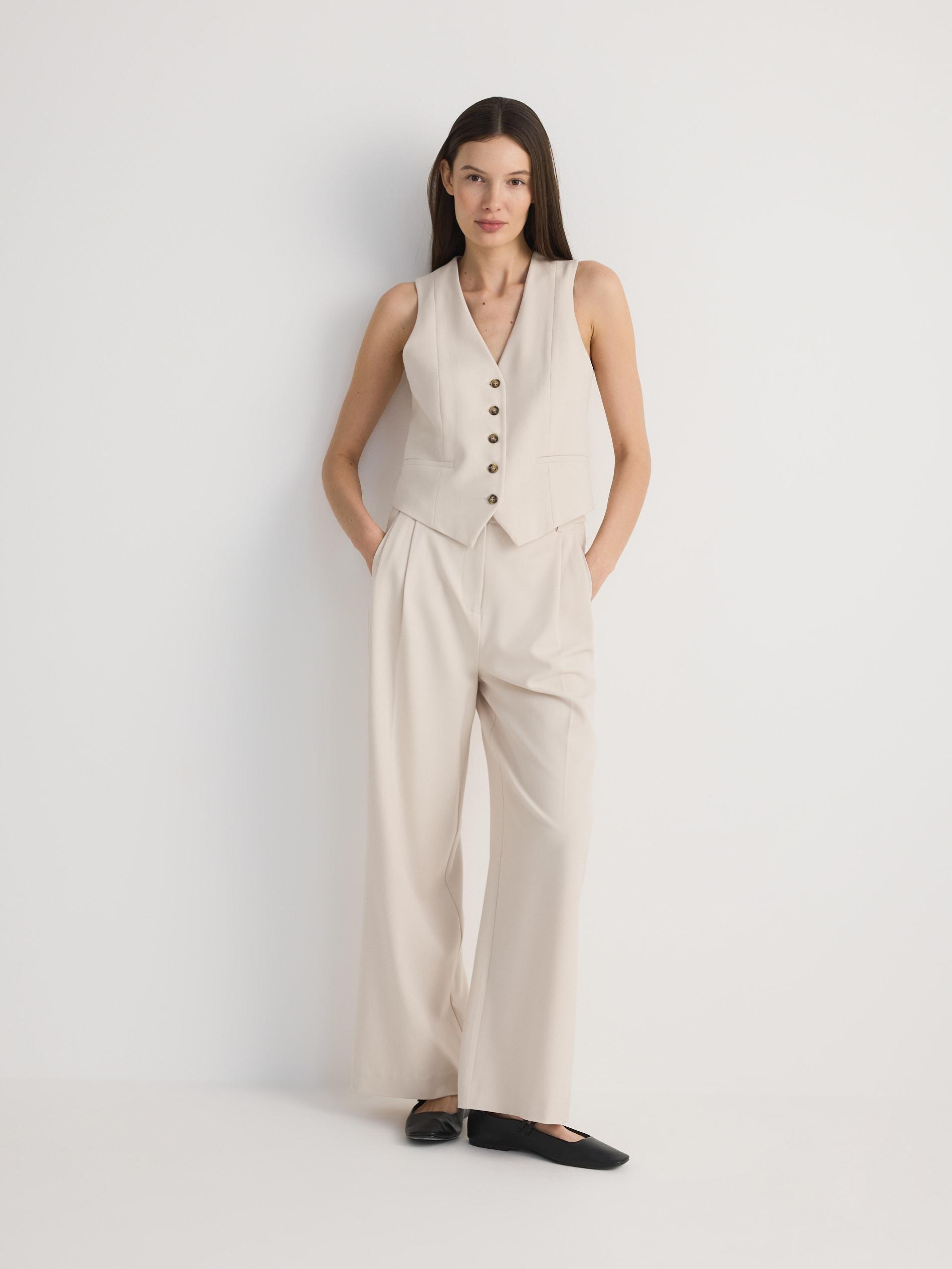 Beige Viscose Blend Vest, Beige, large image number 4