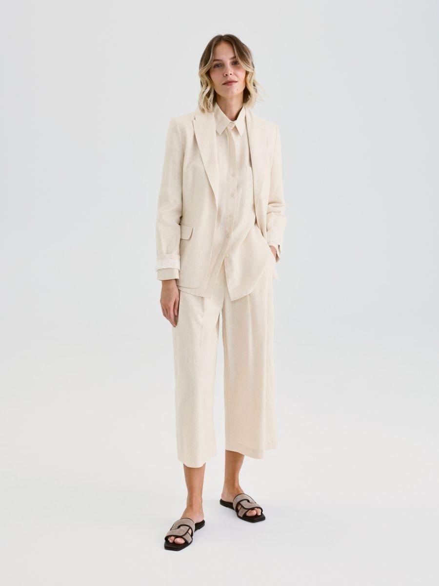 Beige Linen Rich Blazer, , medium