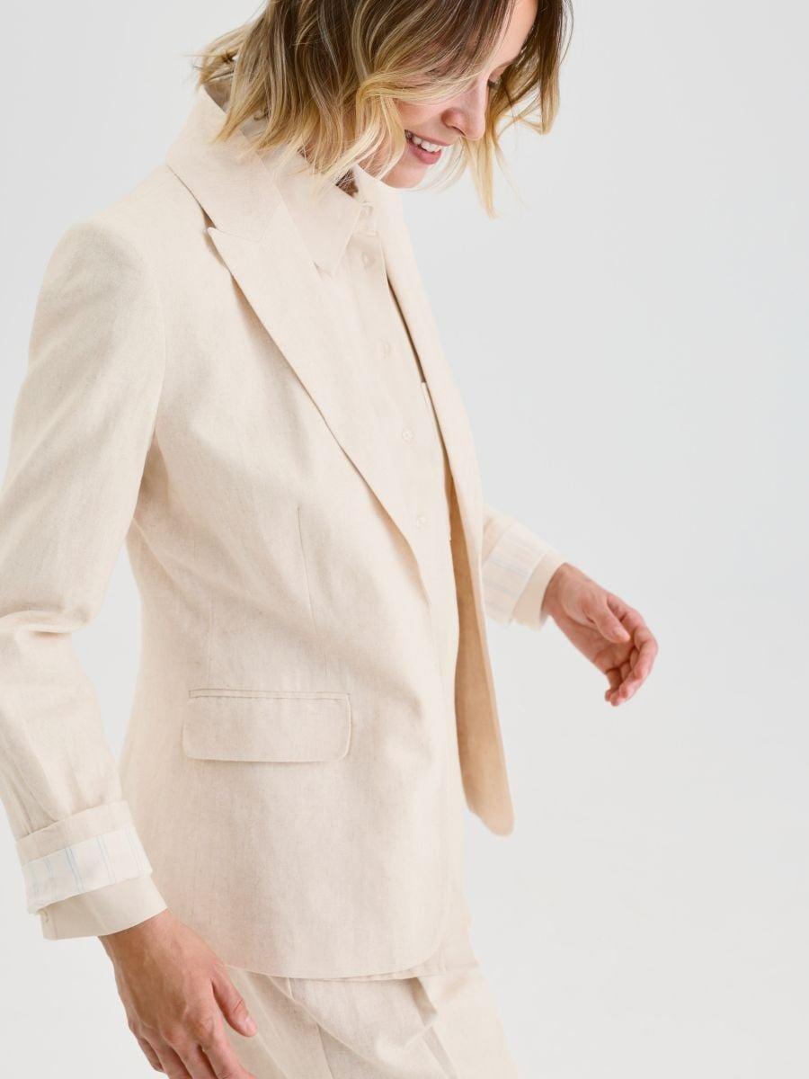 Navy Linen Rich Blazer, , large image number 3