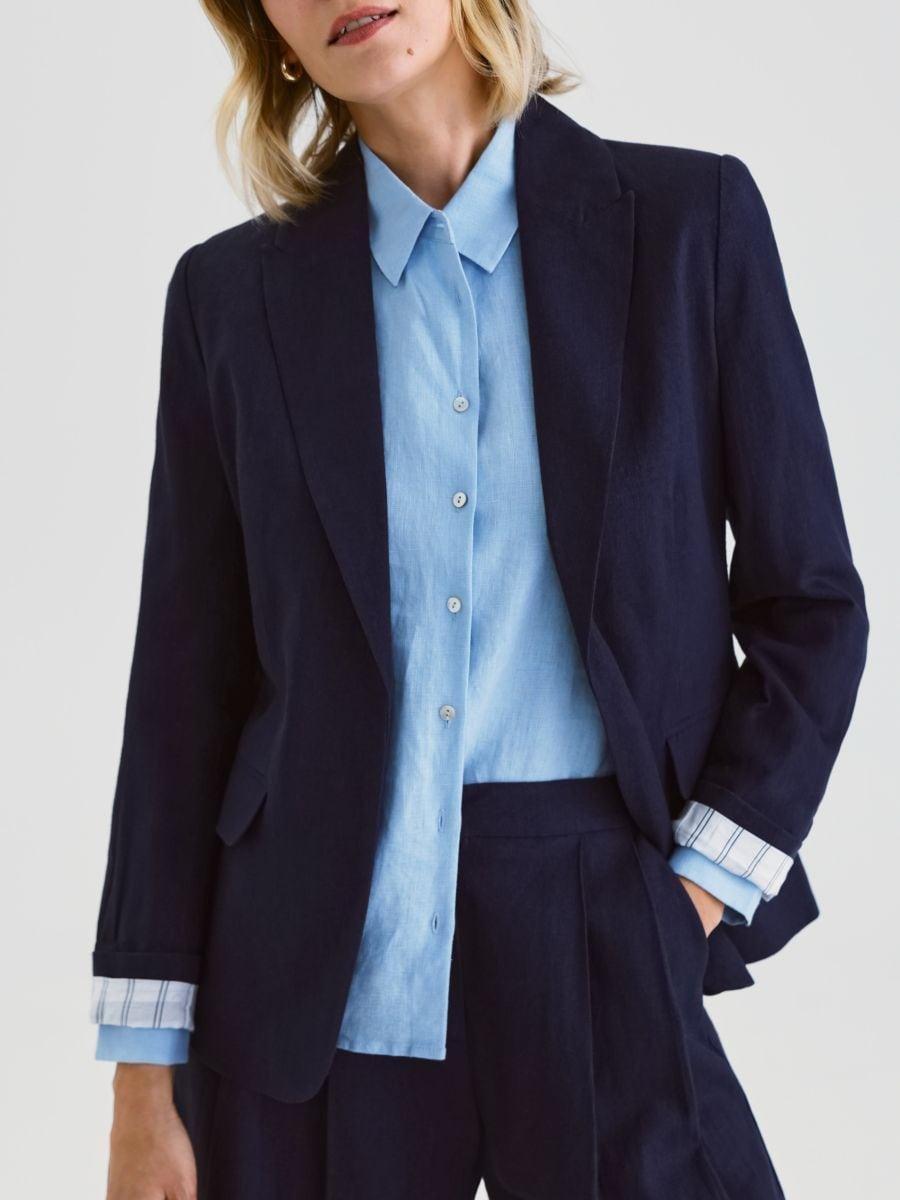 Navy Linen Rich Blazer, , large image number 3