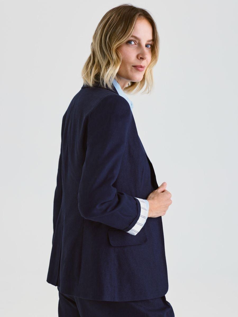 Navy Linen Rich Blazer, , large image number 5
