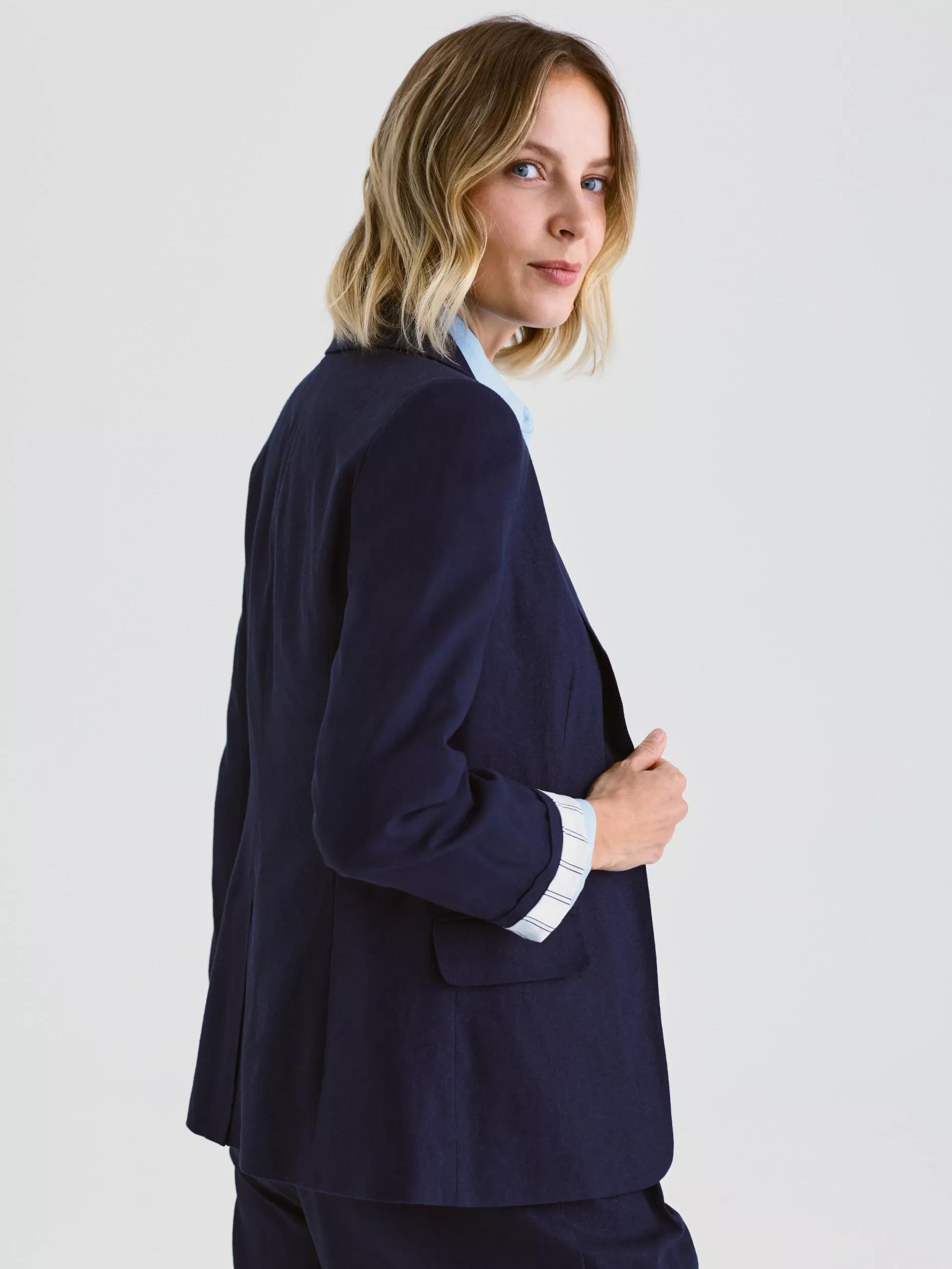 Navy Linen Rich Blazer, Navy, large image number 6