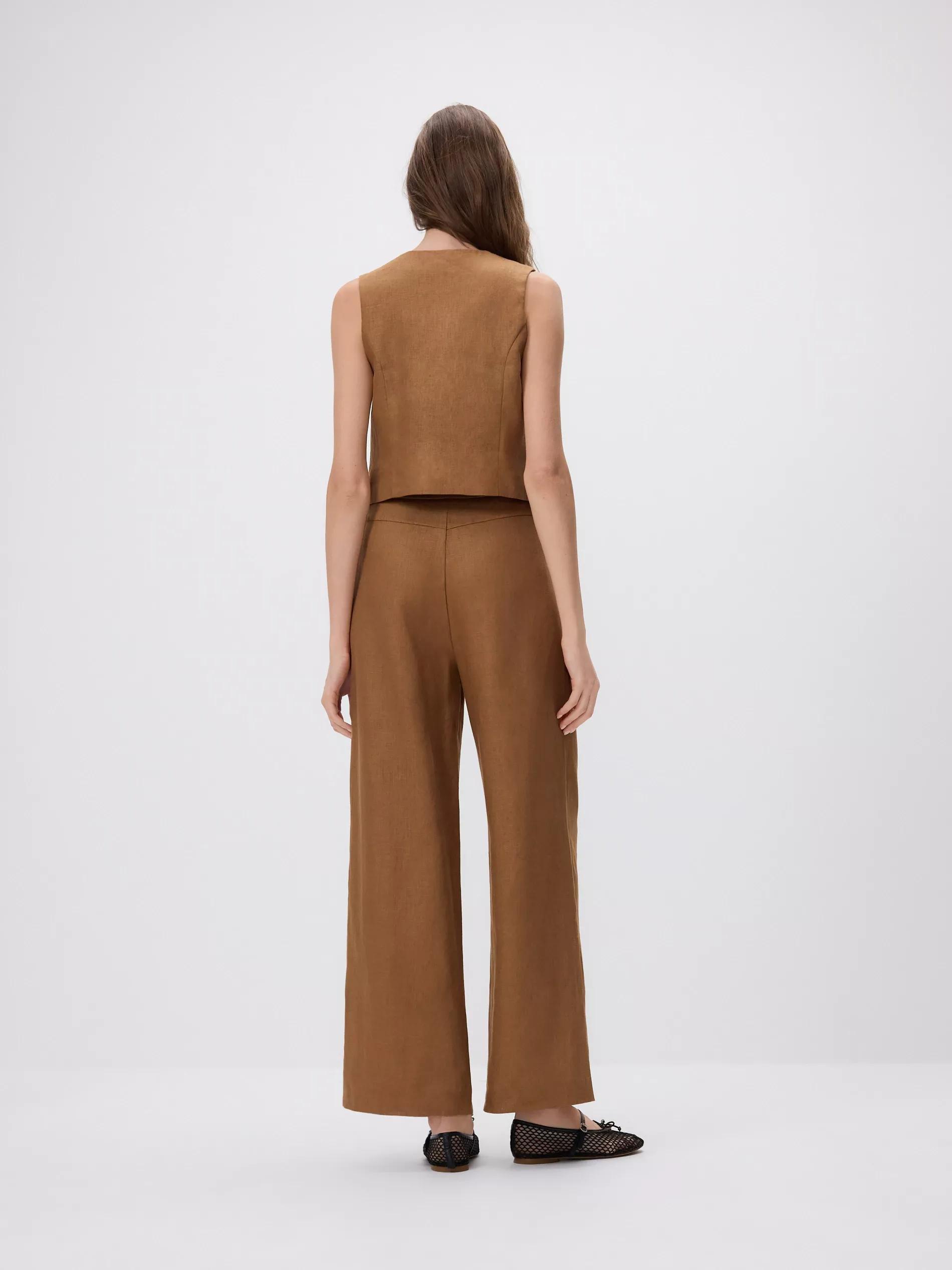Brown Linen Vest, , large image number 3
