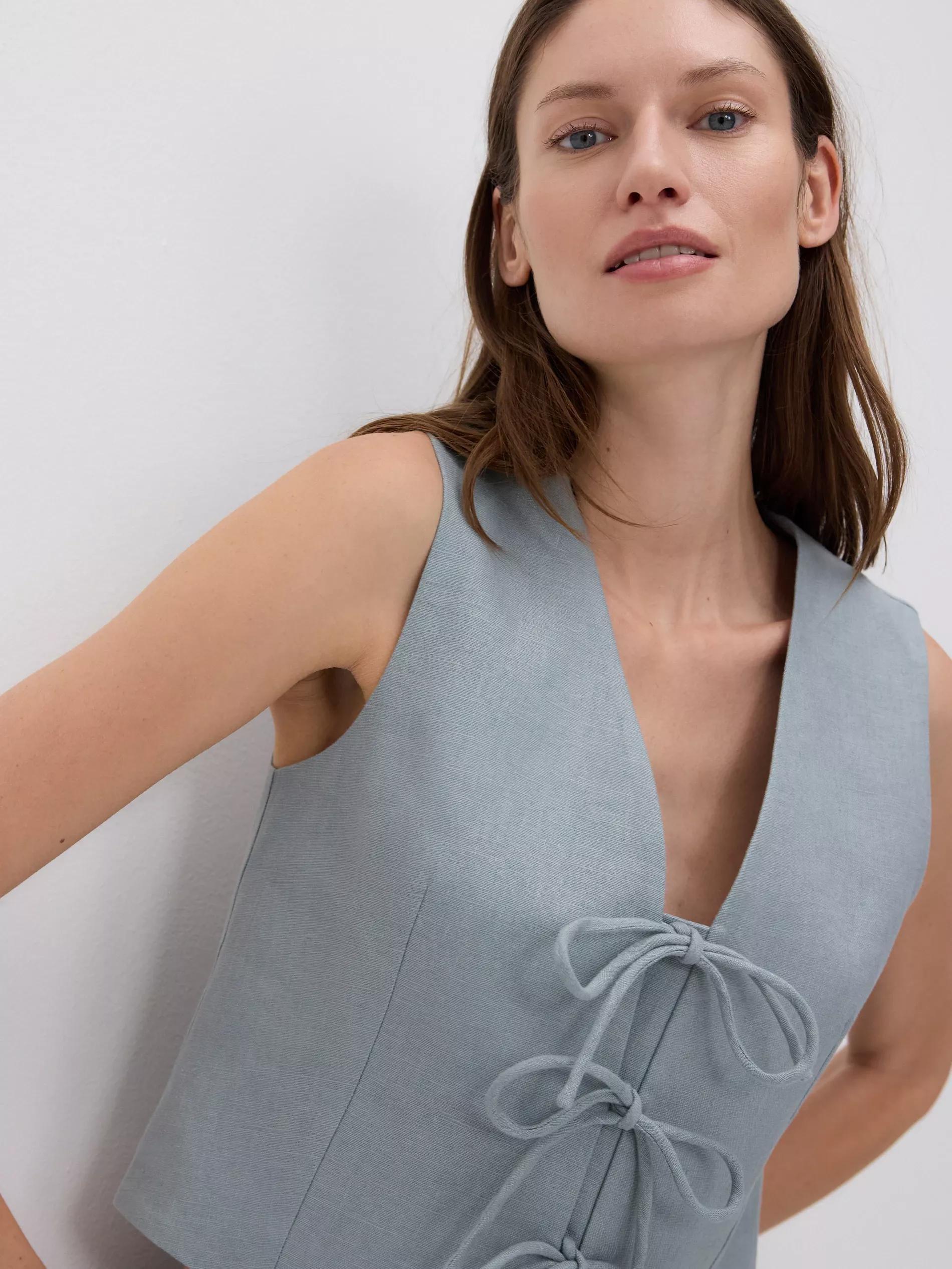 Blue Linen Vest, , large image number 0