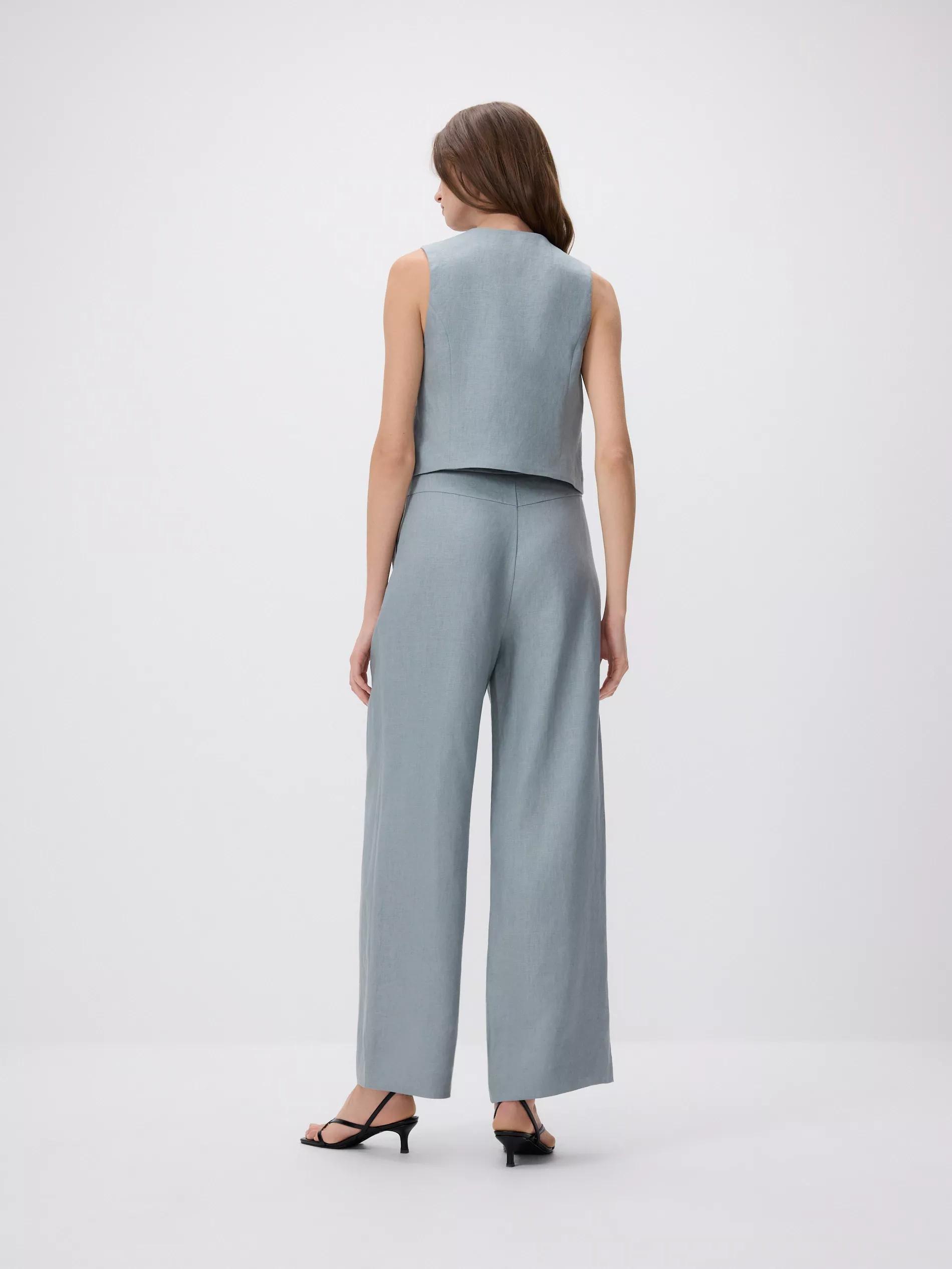 Blue Linen Vest, , large image number 2
