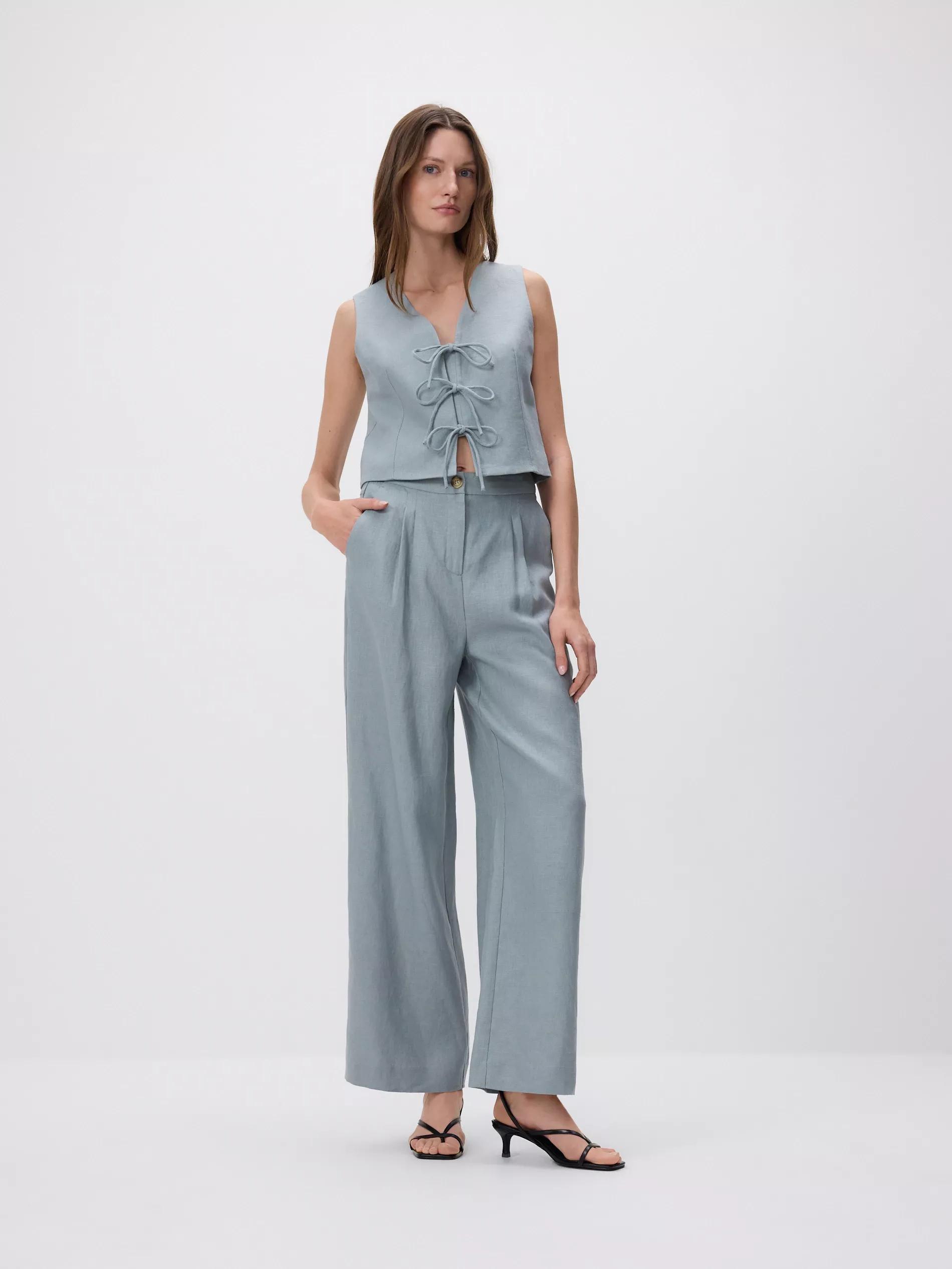 Blue Linen Vest, , large image number 3