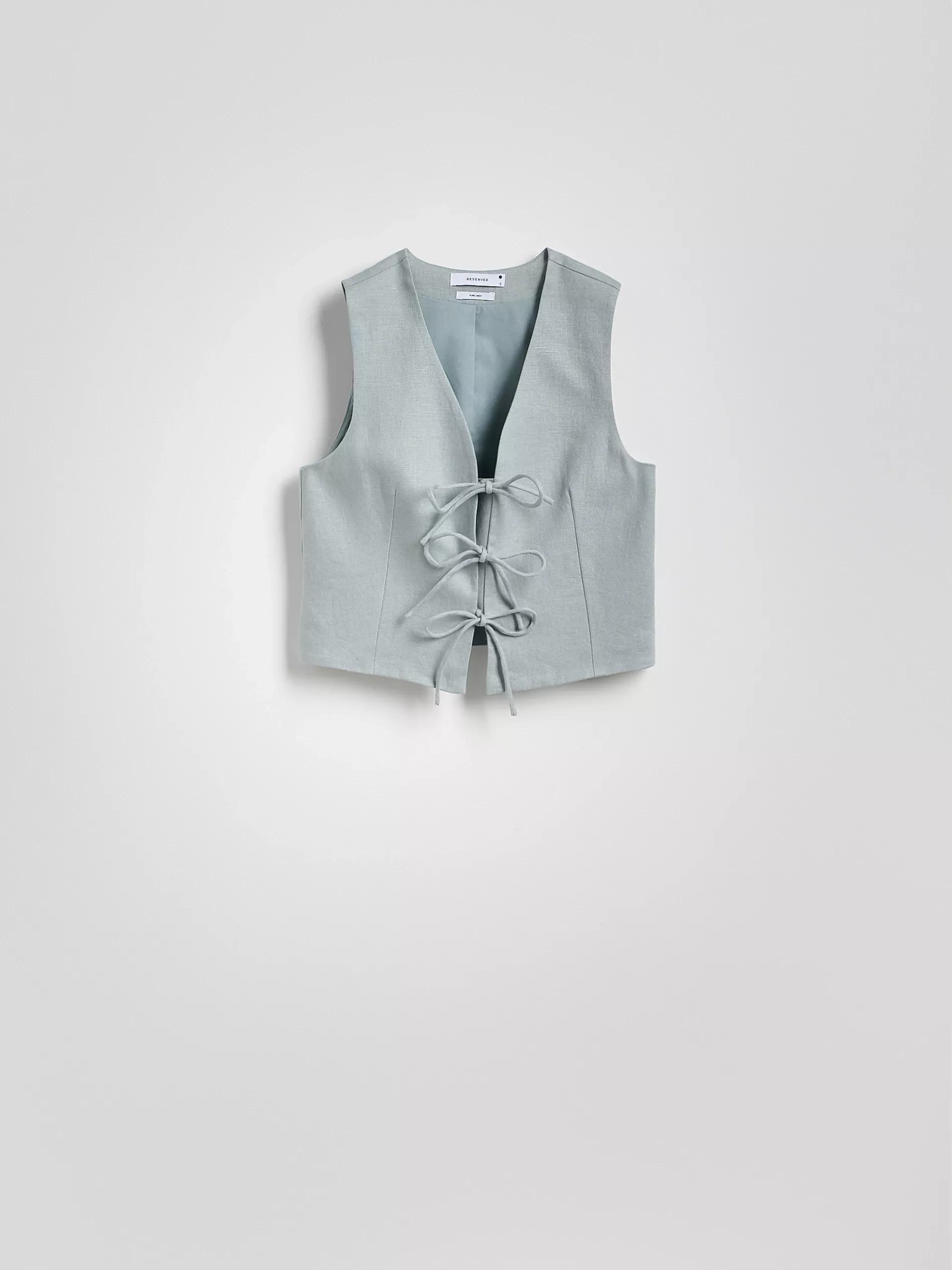 Blue Linen Vest, , large image number 4