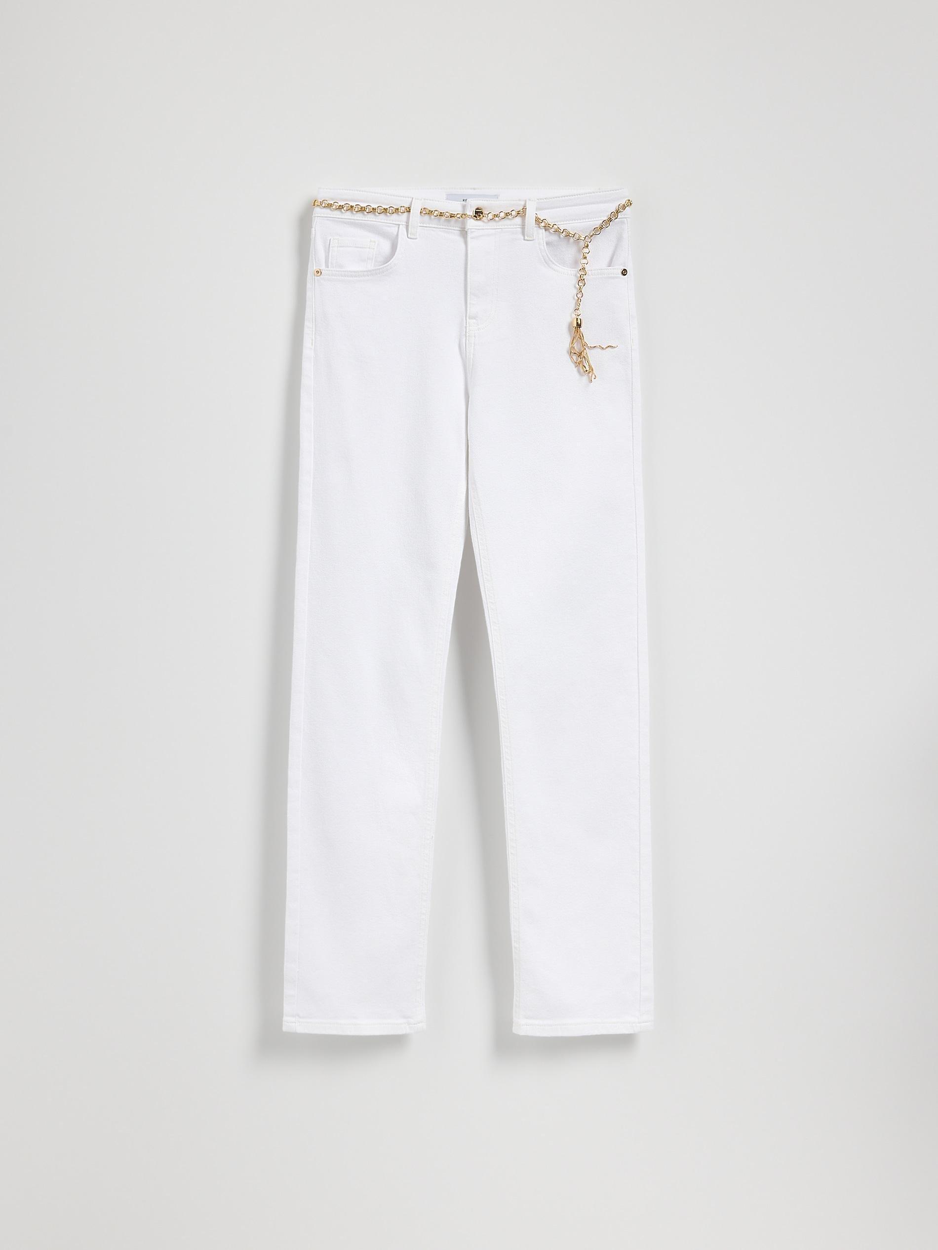 White Slim-Fit Jeans With Belt, , large image number 3