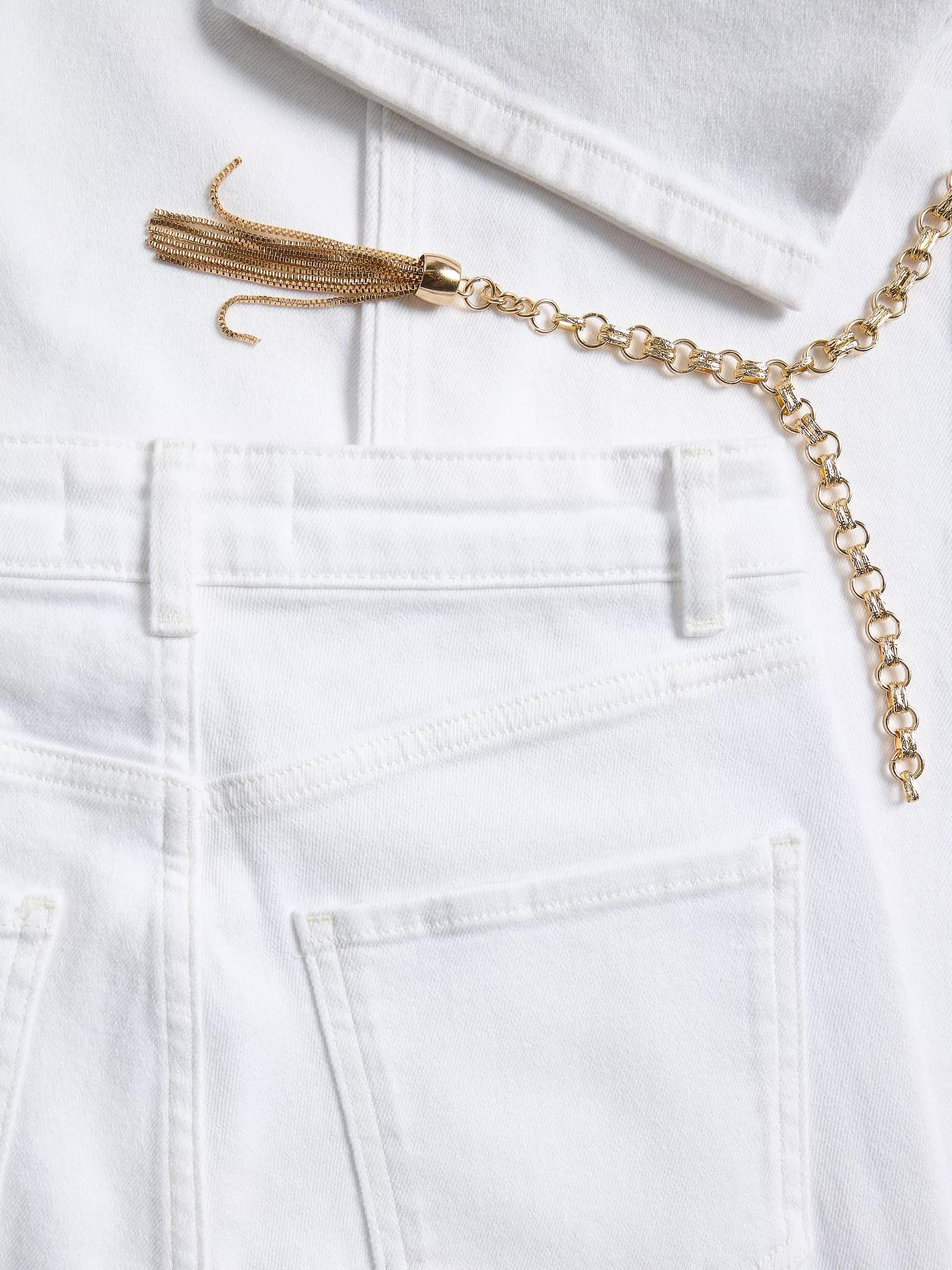 White Slim-Fit Jeans With Belt, , large image number 4