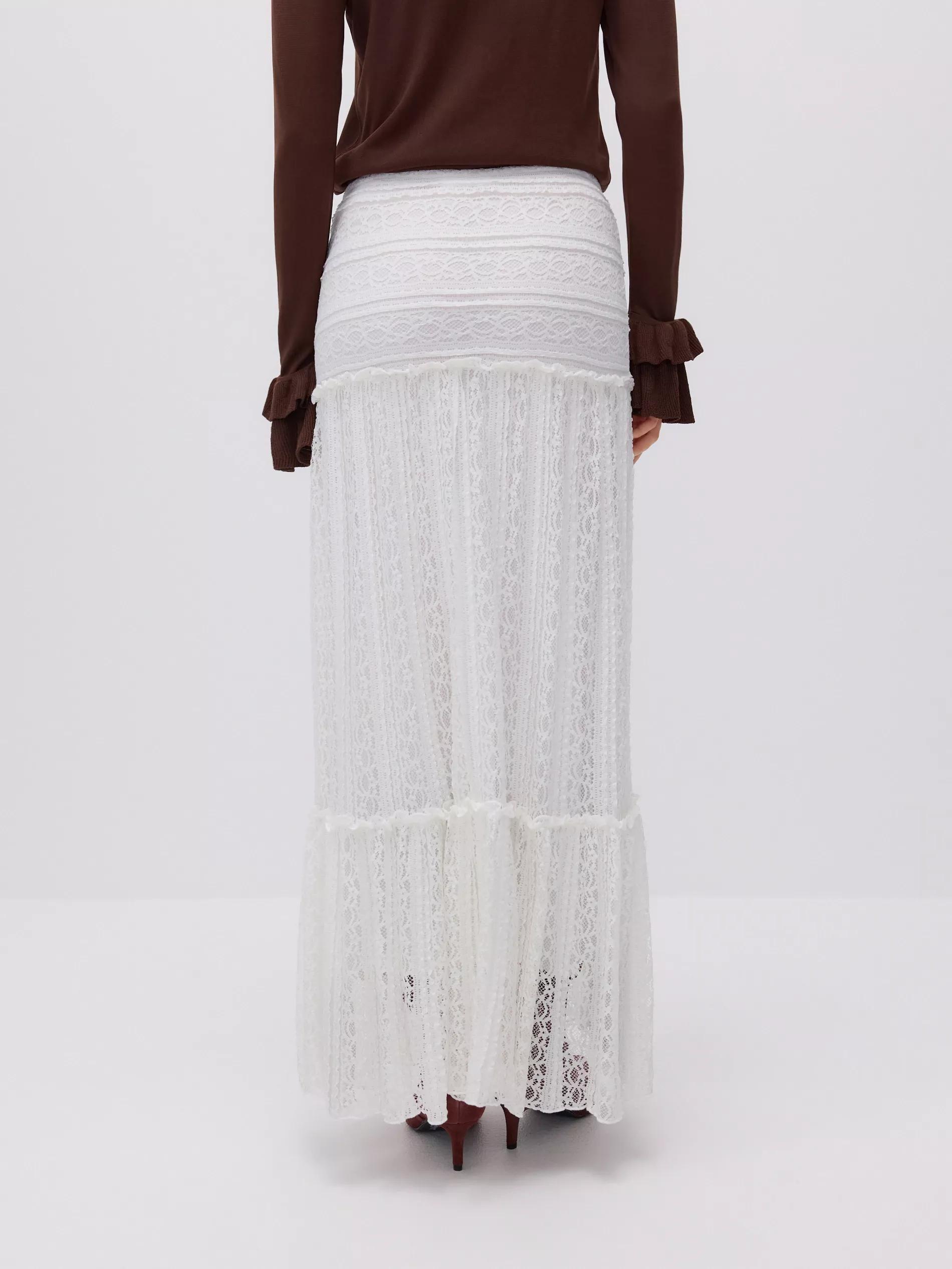 Cream Maxi Lace Skirt, , large image number 1