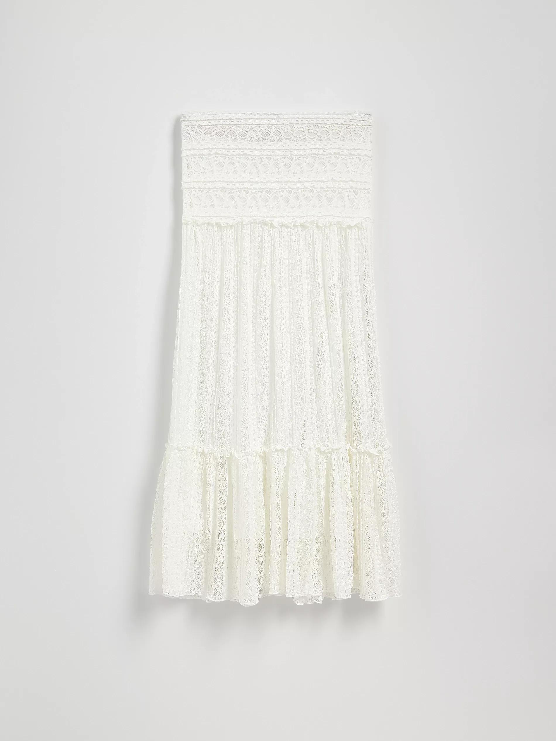Cream Maxi Lace Skirt, , large image number 3