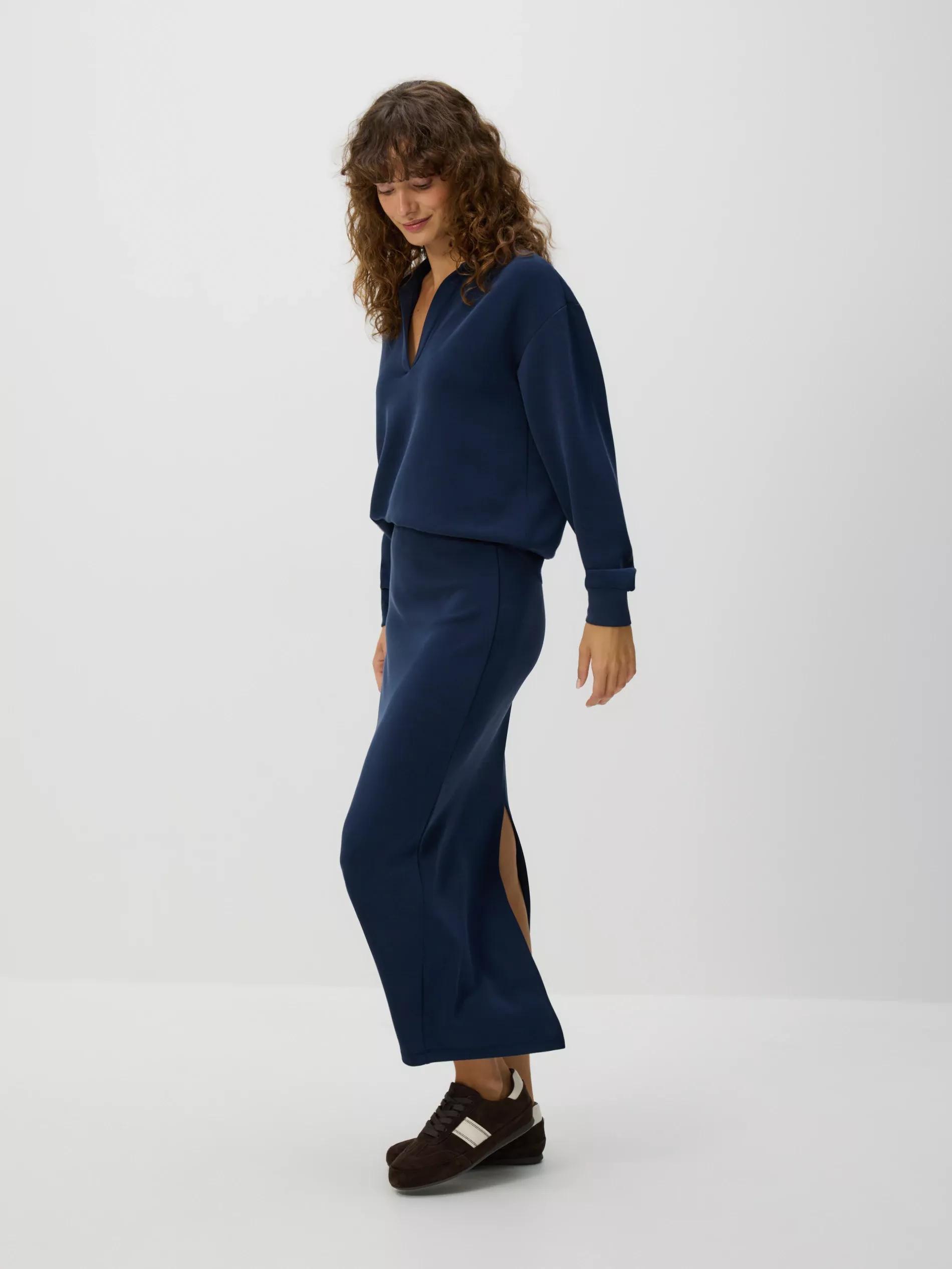 Navy Modal Rich Midi Skirt, , large image number 0