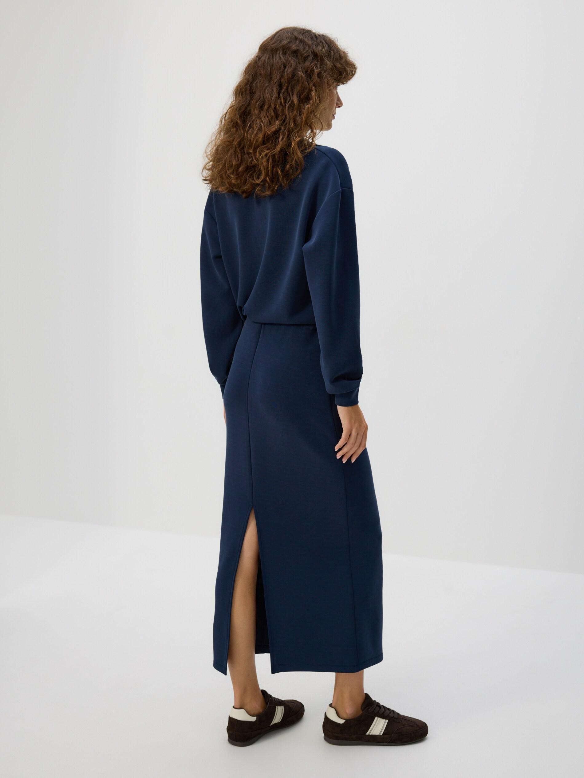 Navy Modal Rich Midi Skirt, Navy, medium