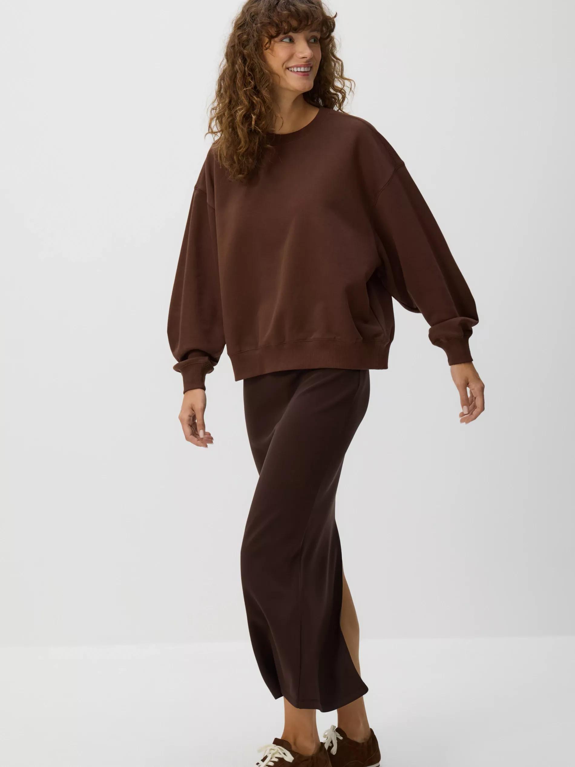 Brown Modal Rich Midi Skirt, , large image number 0