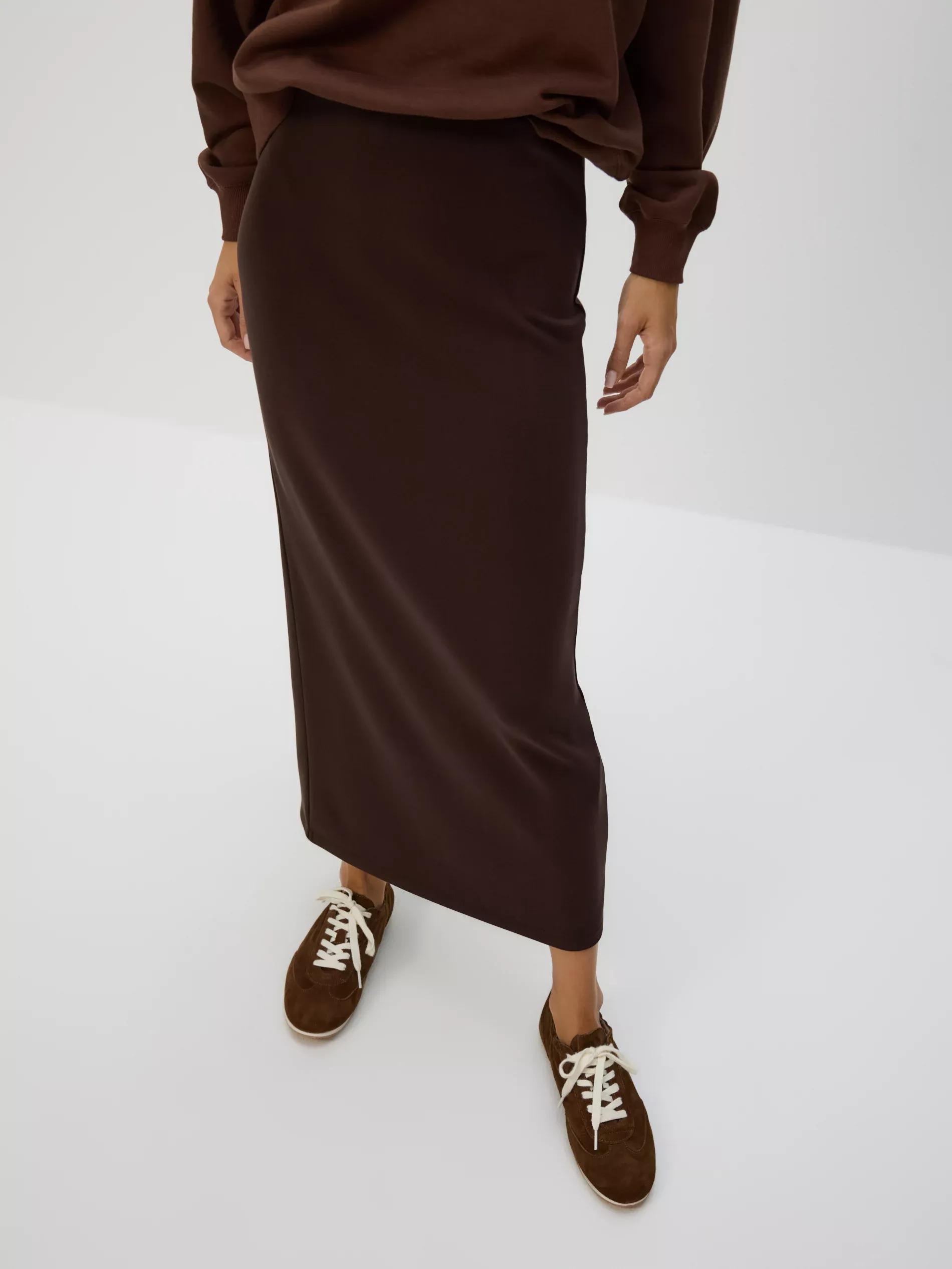 Brown Modal Rich Midi Skirt, , large image number 1