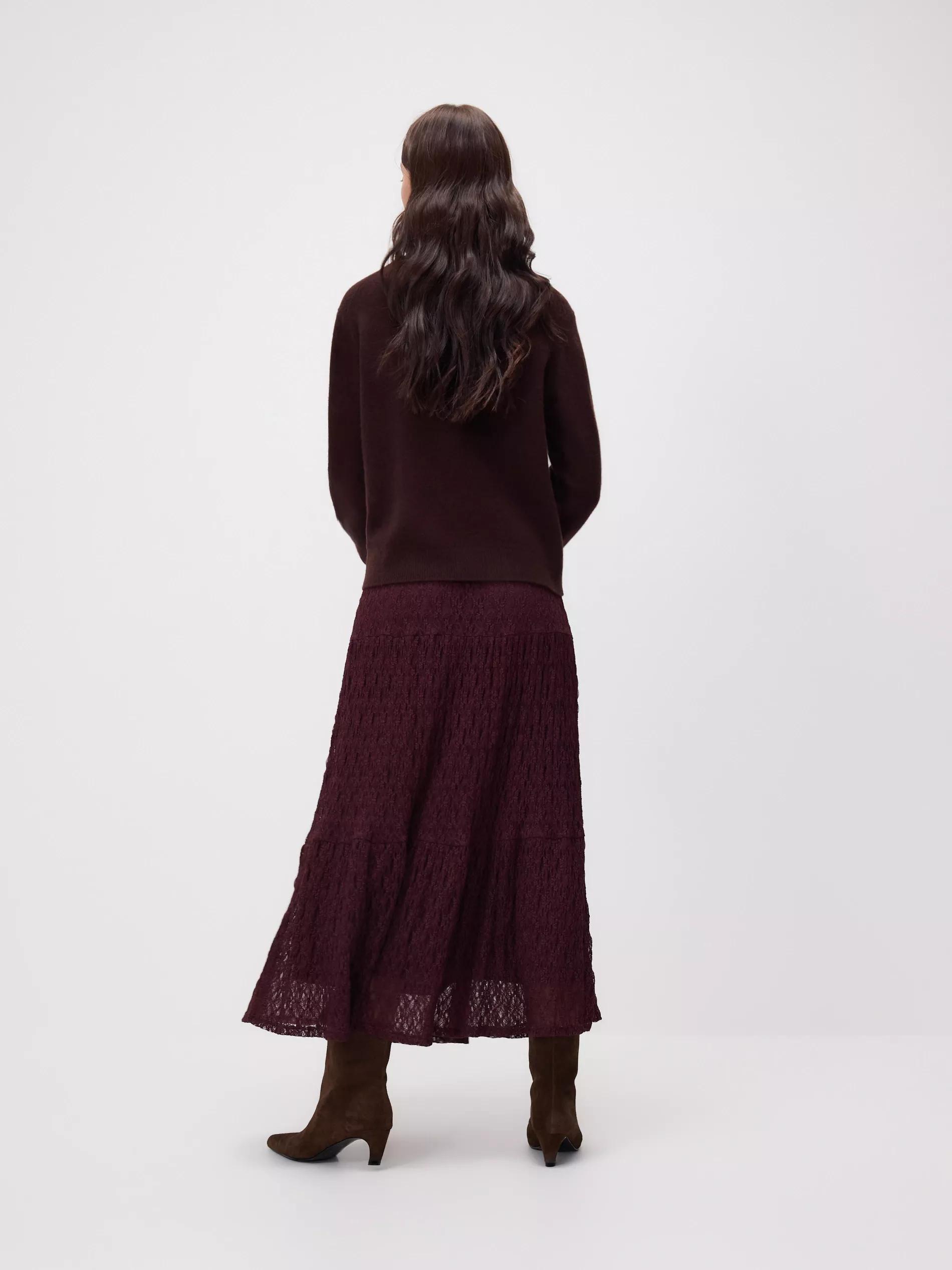 Maroon Openwork Maxi Skirt, , large image number 2