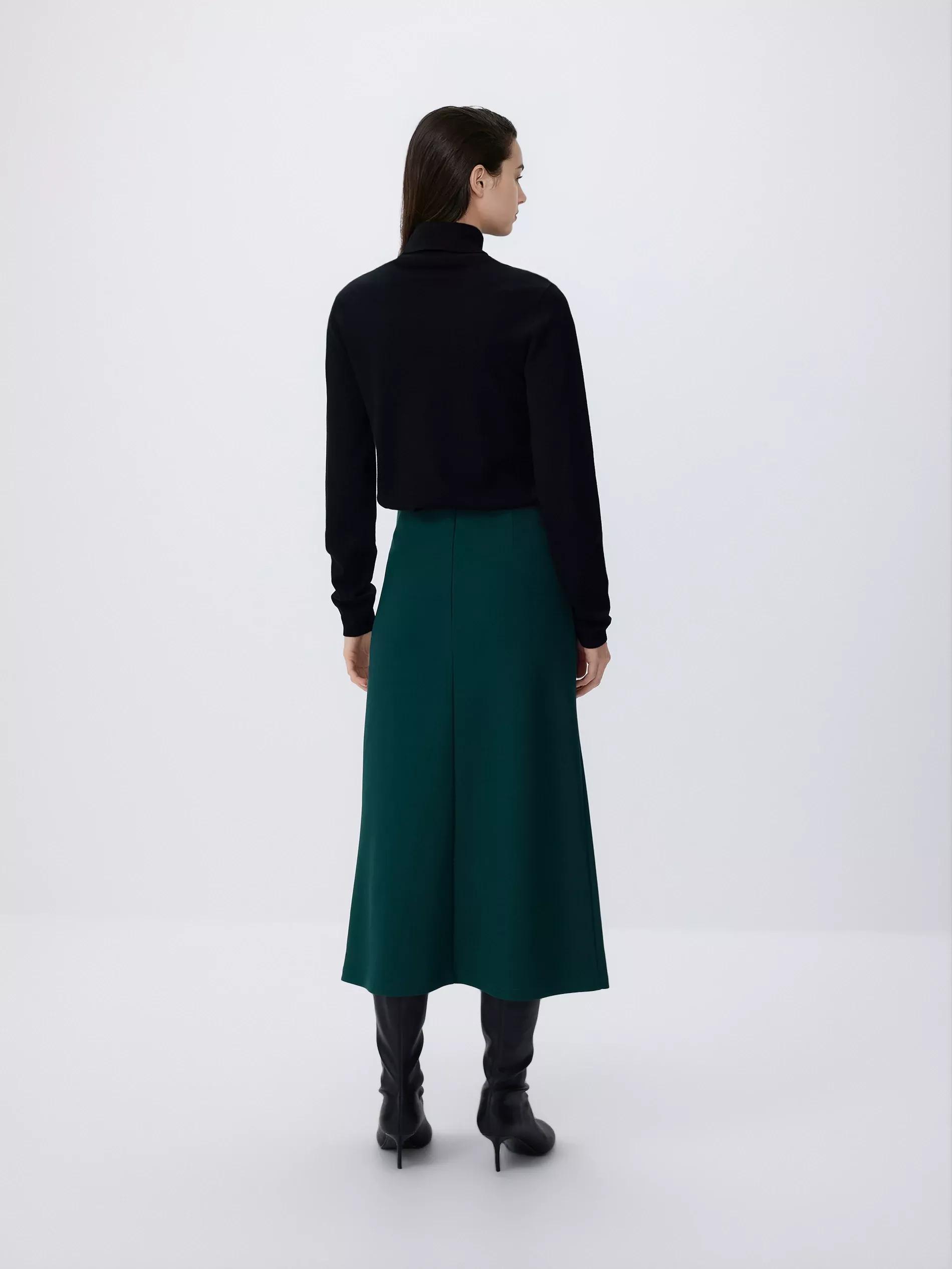 Green Midi Skirt With Belt, Khaki, large image number 2