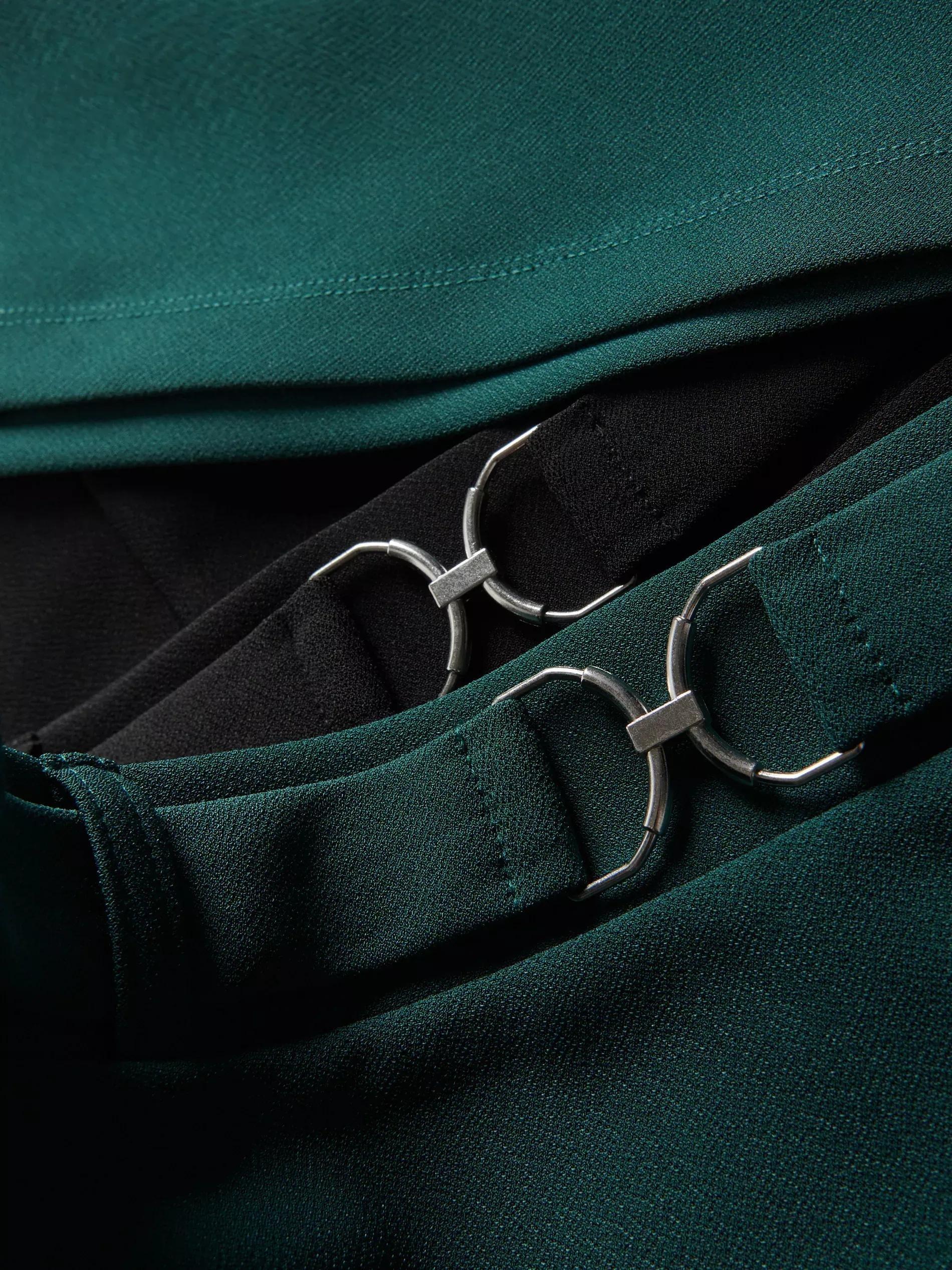 Green Midi Skirt With Belt, Khaki, large image number 5