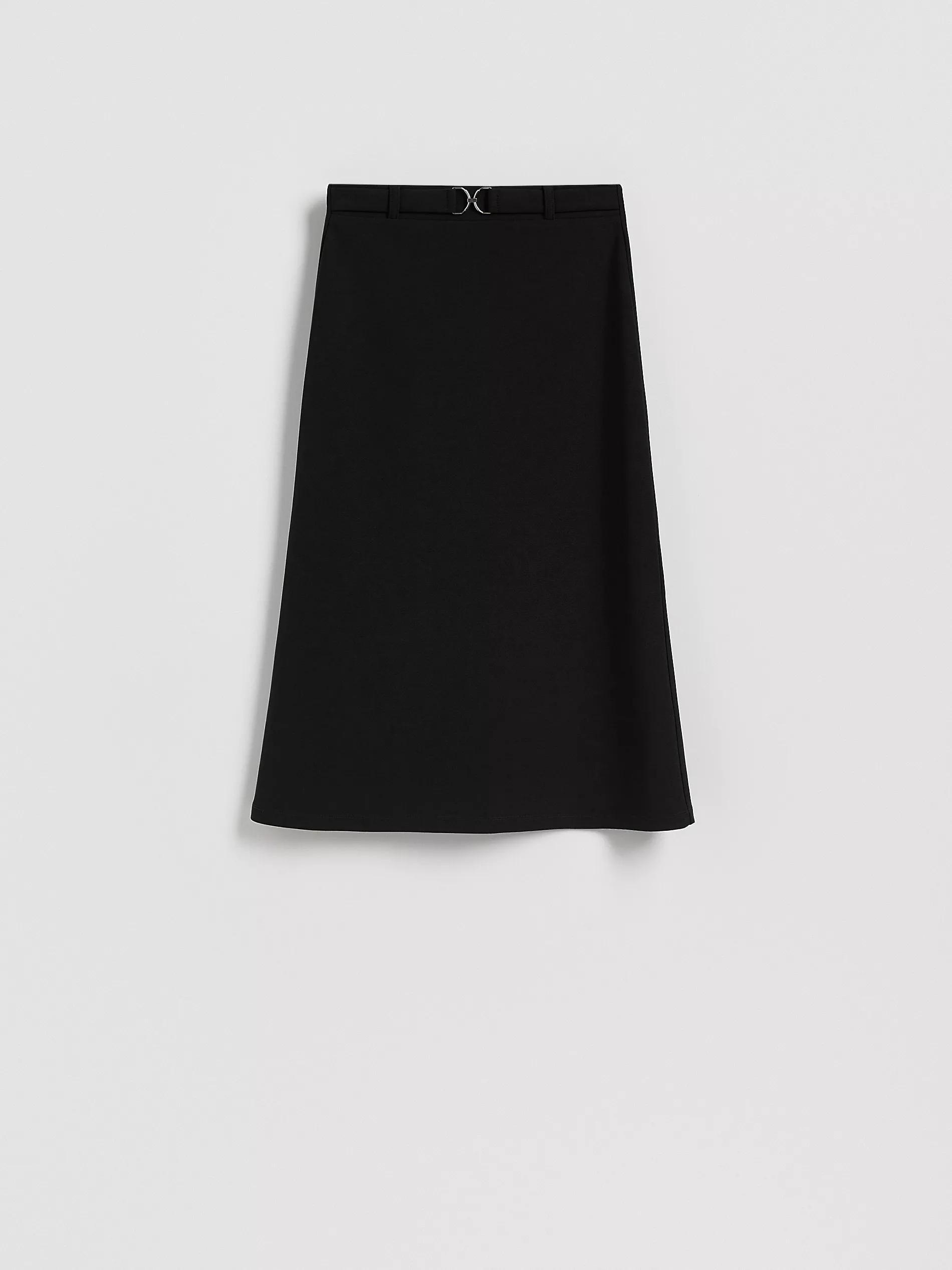 Black Midi Skirt With Belt, Black, large image number 5