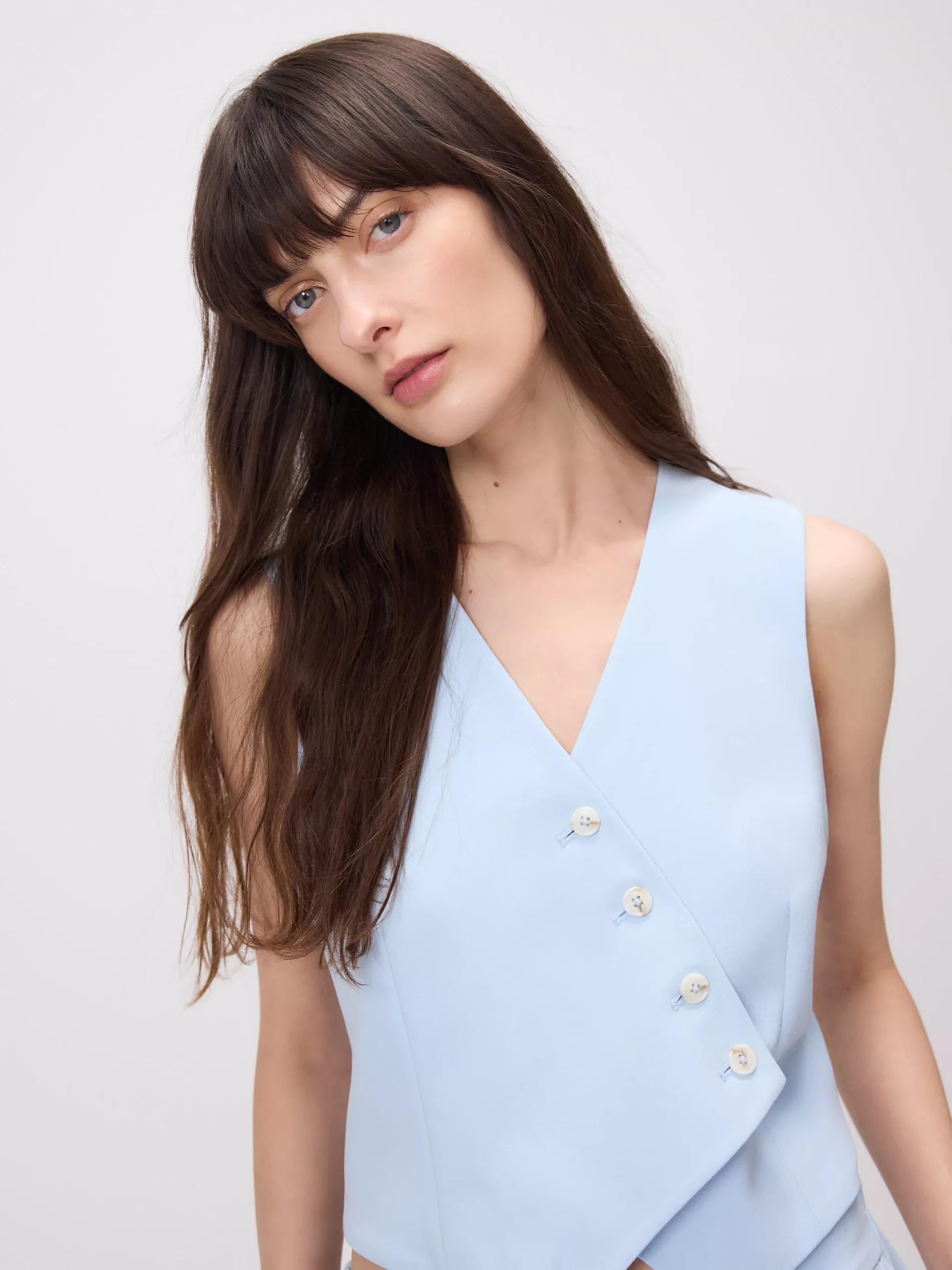 PALE BLUE Viscose rich suit vest, Blue, large image number 0