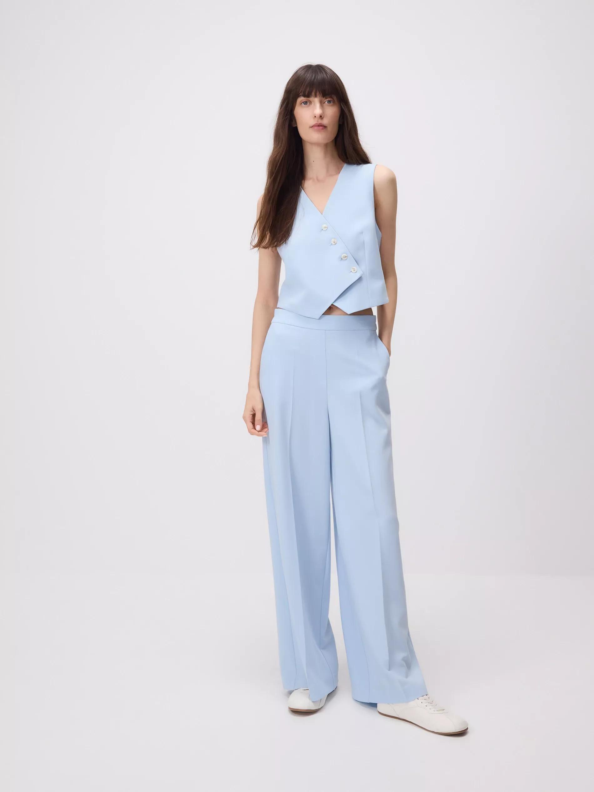 PALE BLUE Viscose rich suit vest, Blue, large image number 1