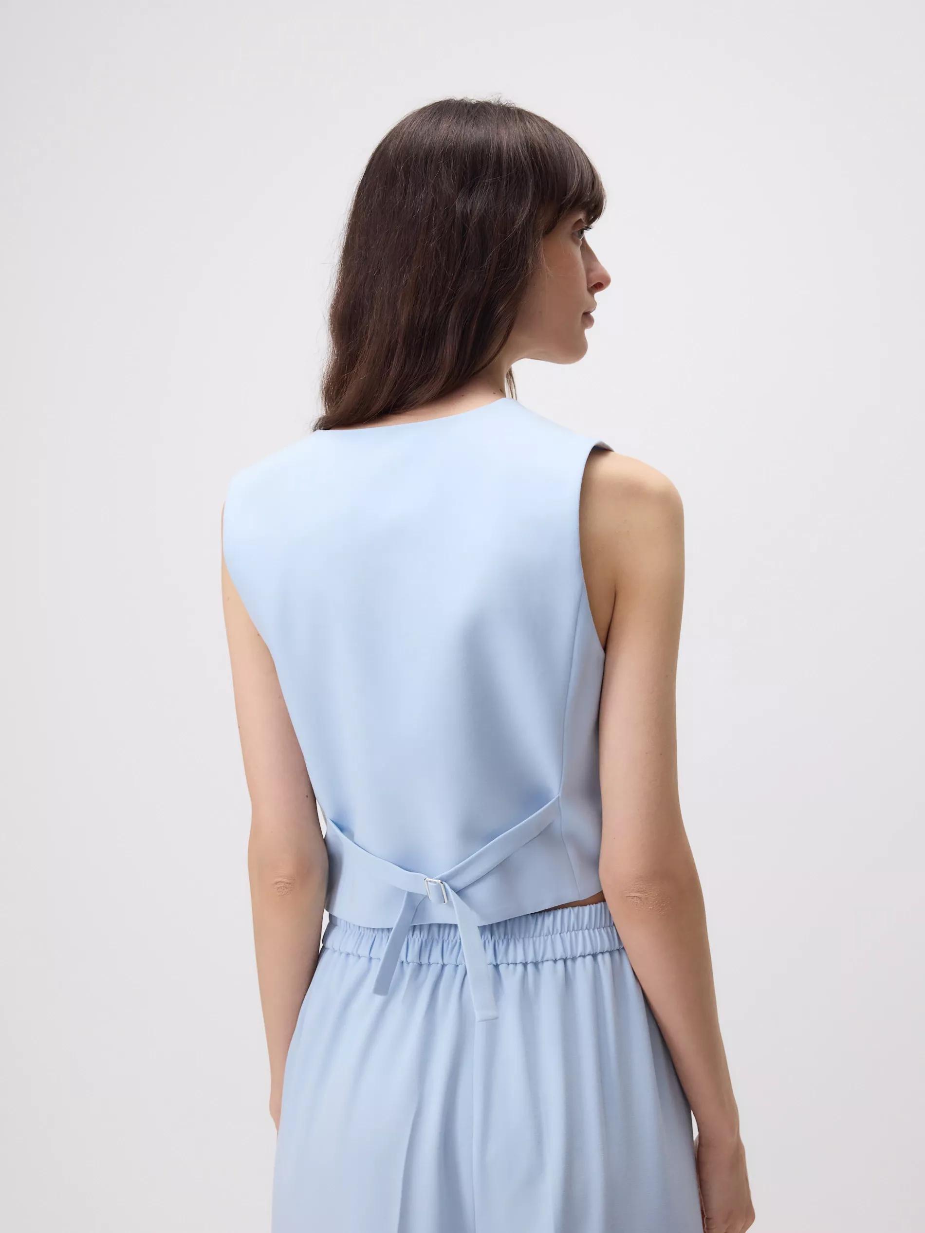 PALE BLUE Viscose rich suit vest, Blue, large image number 2