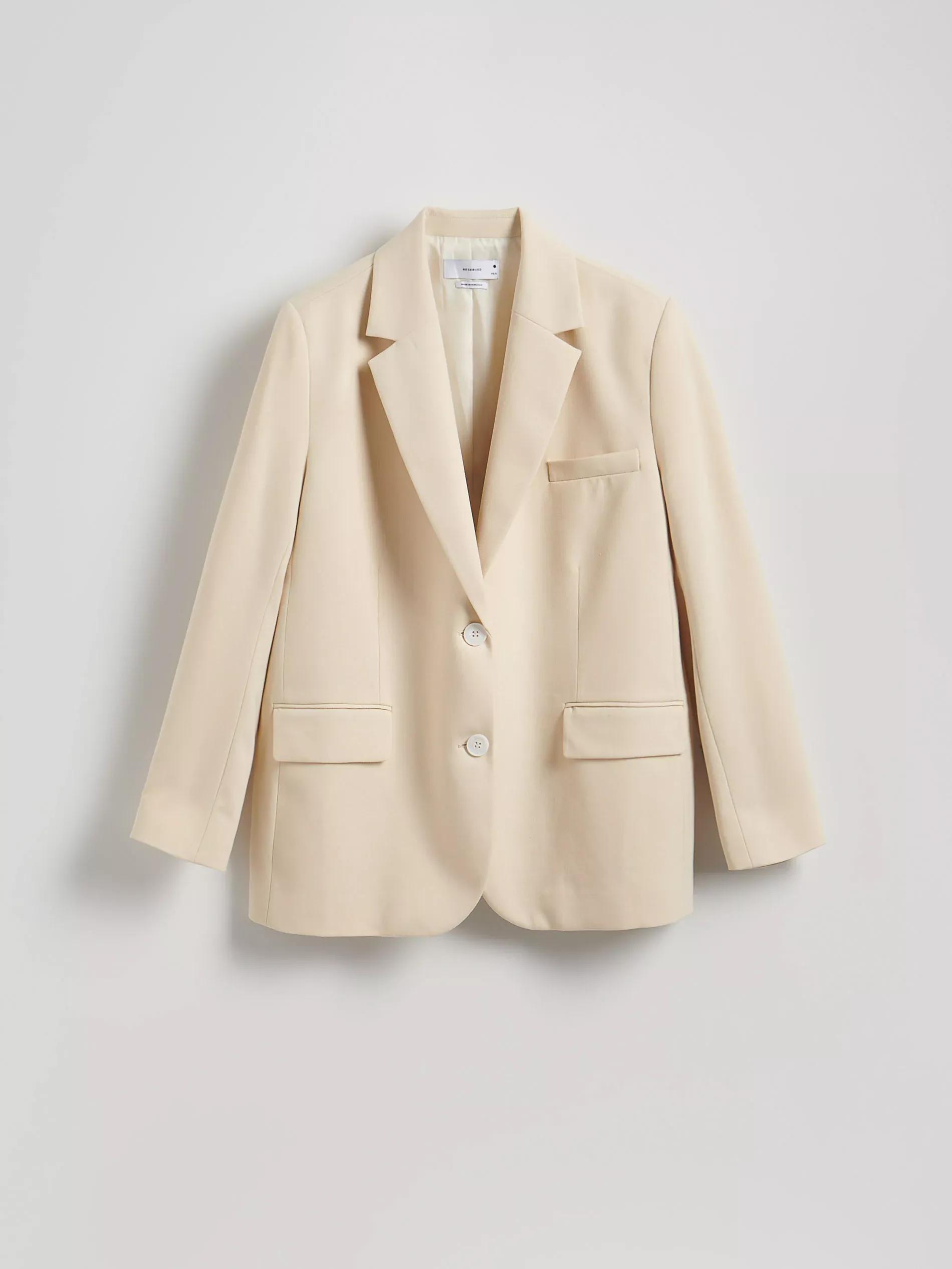 Cream Single-Breasted Oversized Blazer, , large image number 5