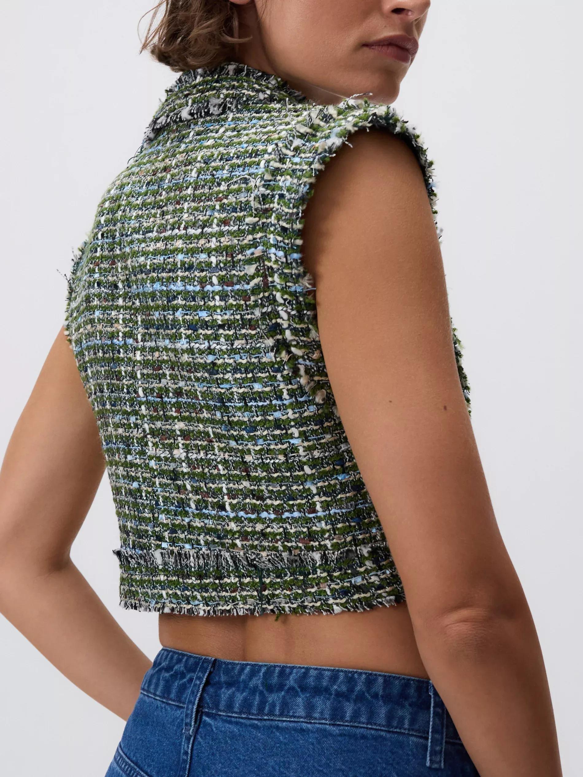 Green Women Tweed Vest, , large image number 1