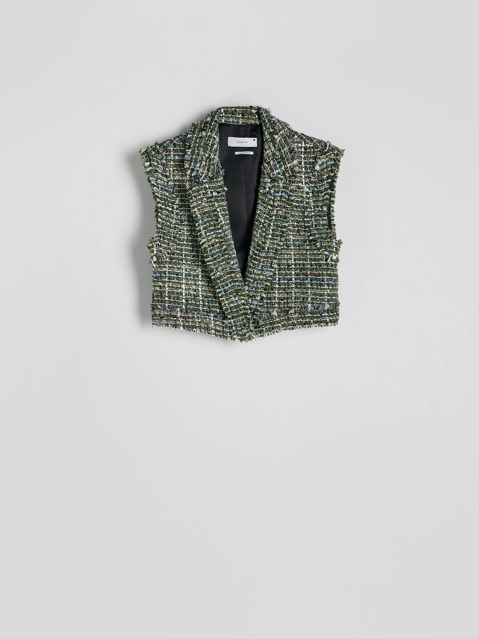 Green Women Tweed Vest, , large image number 3